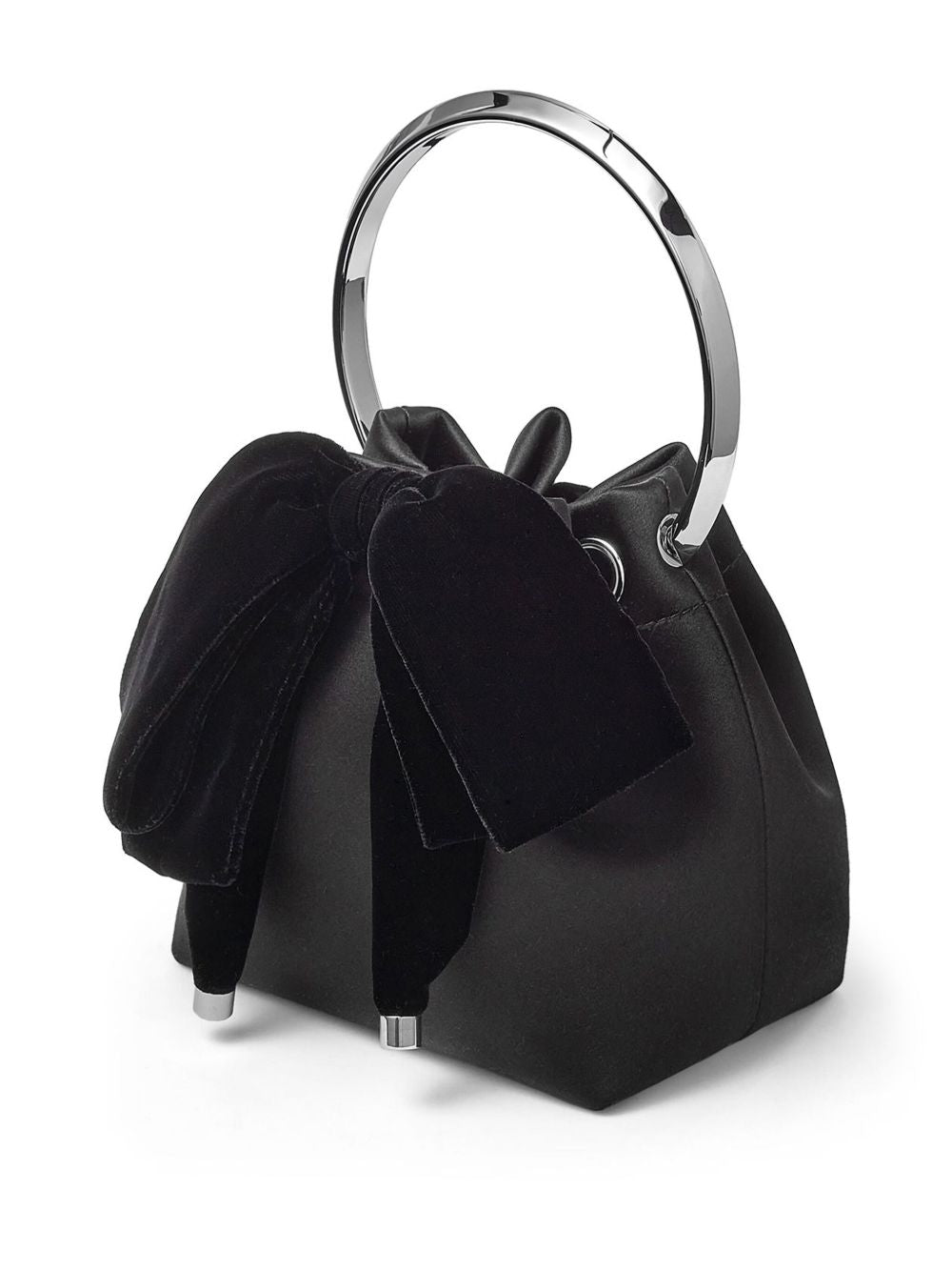 JIMMY CHOO Mini Leather Bucket Handbag with Bow Detail