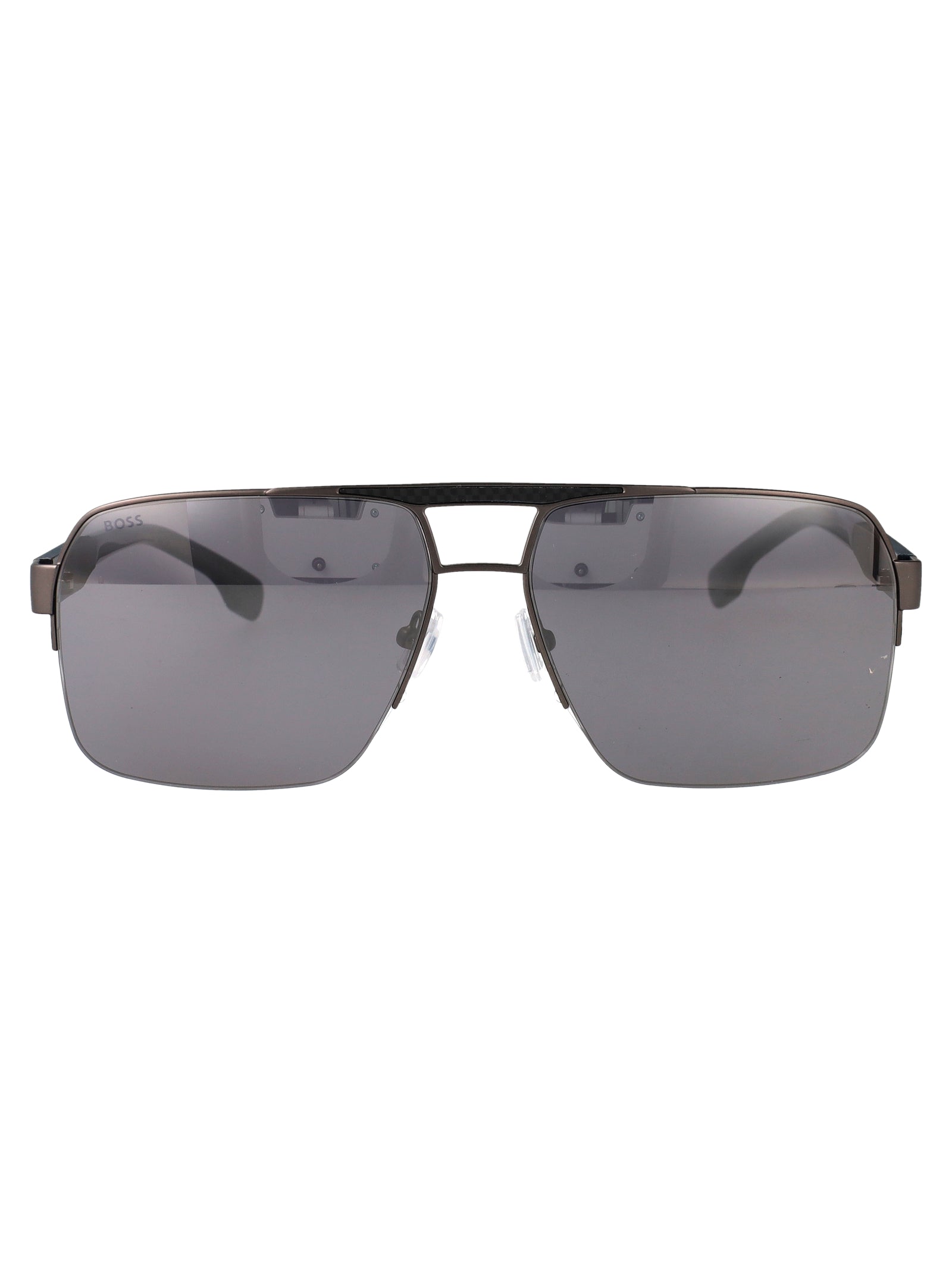 BOSS Matte Dark Ruthenium Stainless Steel Sunglasses for Men