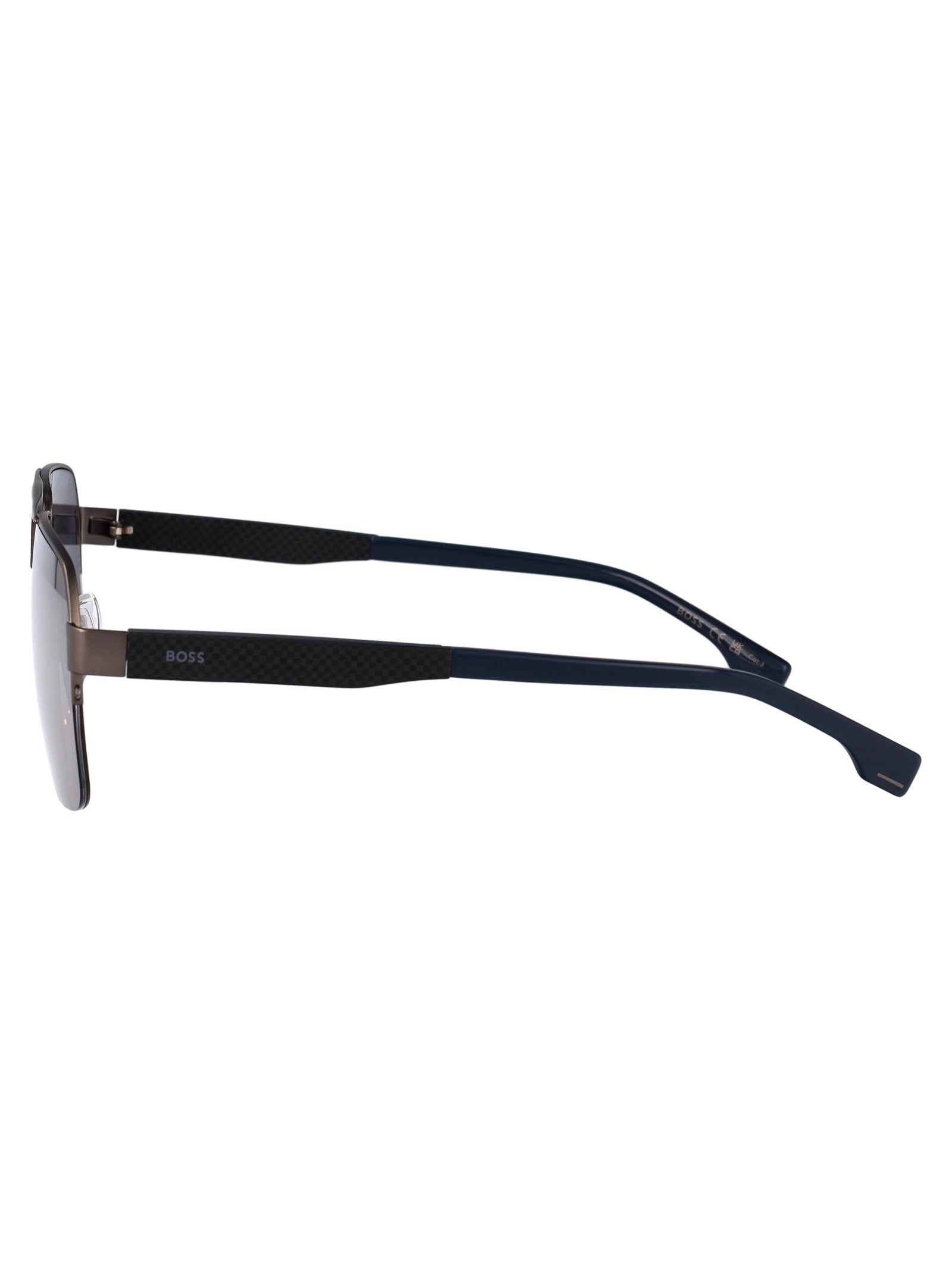 BOSS Matte Dark Ruthenium Stainless Steel Sunglasses for Men