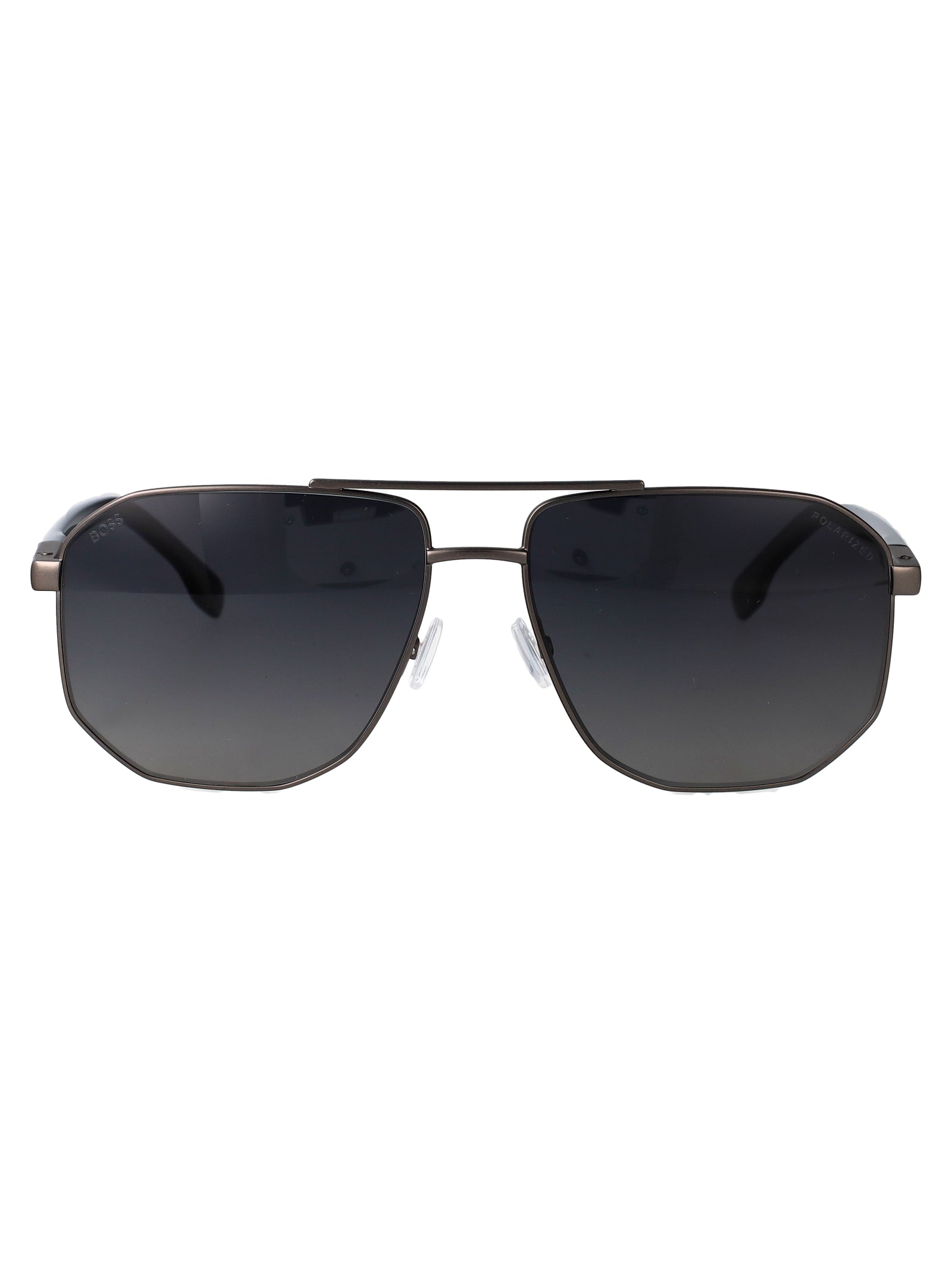 HUGO BOSS Matte Dark Ruthenium Steel Sunglasses for Men