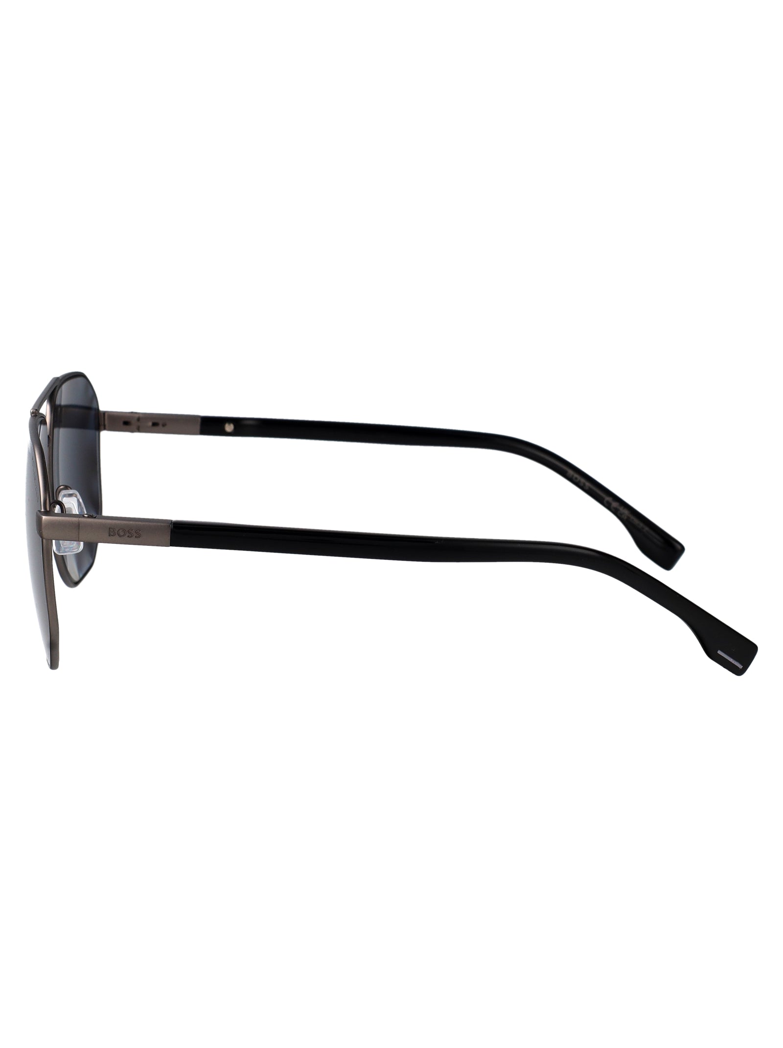 HUGO BOSS Matte Dark Ruthenium Steel Sunglasses for Men