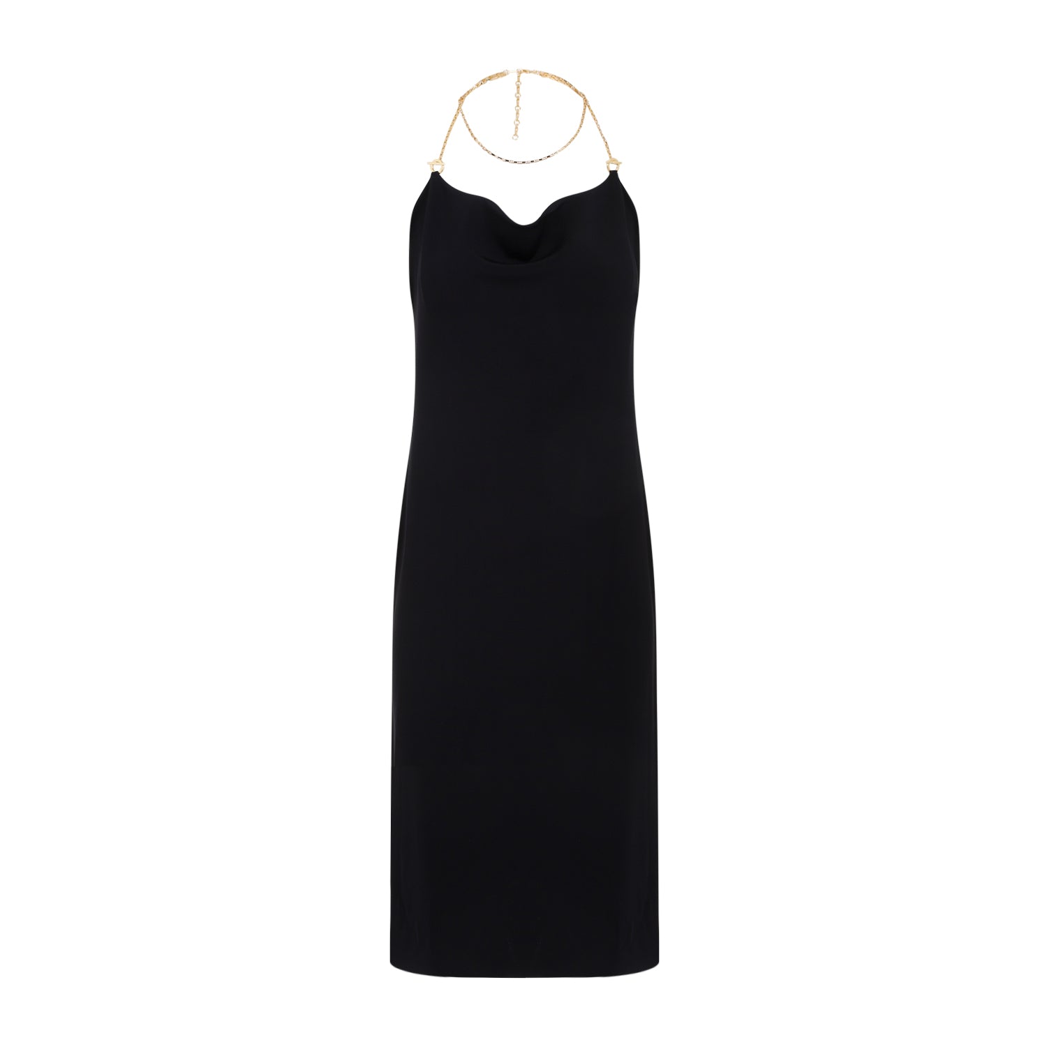 BOTTEGA VENETA Elegant Black Midi Dress with Spaghetti Straps