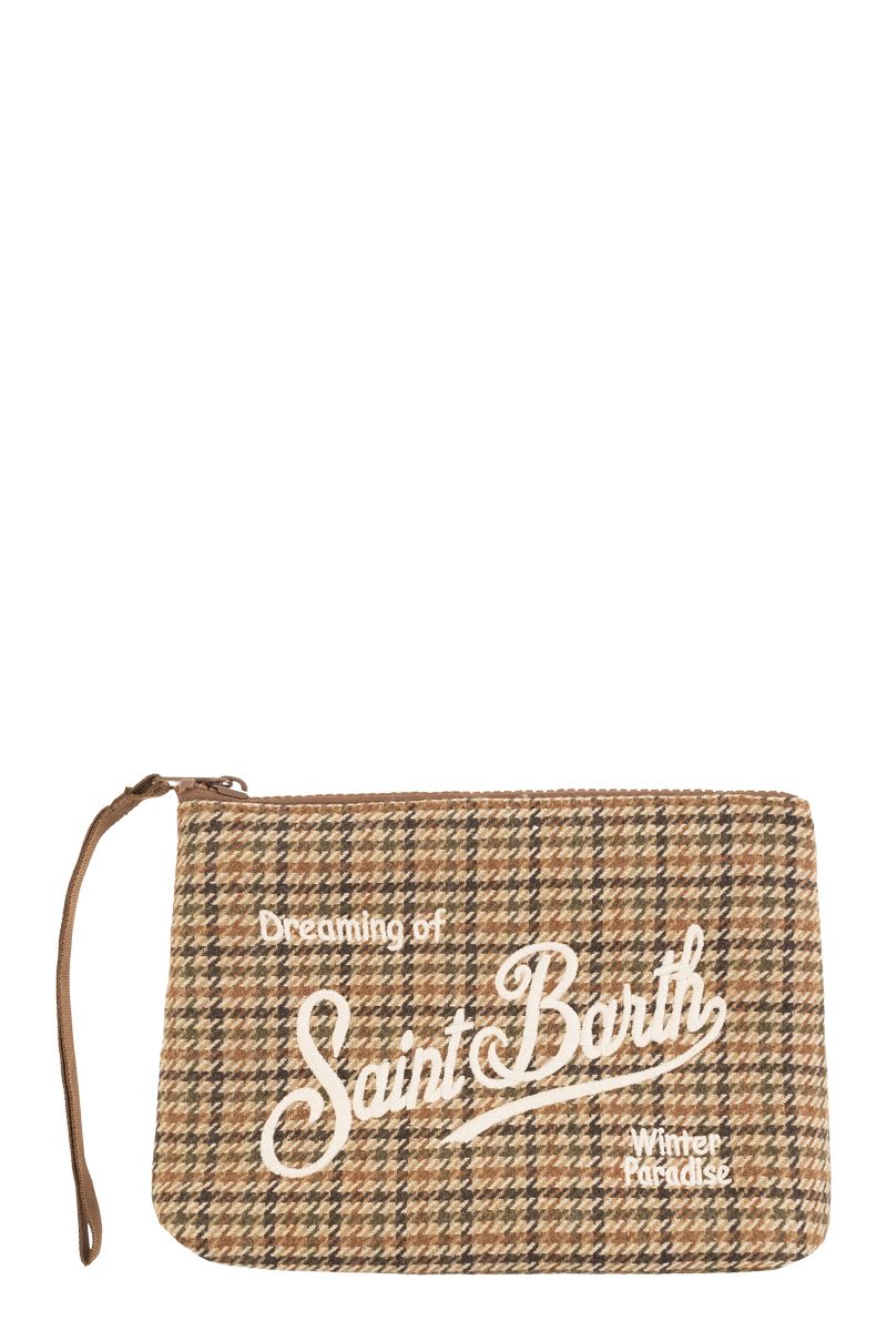 MC2 SAINT BARTH Merry Christmas Gift Box with Mini Knit Hat and Houndstooth Clutch Handbag