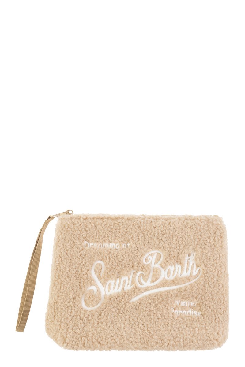 MC2 SAINT BARTH Merry Christmas Gift Set with Knit Hat and Sherpa Handbag (22.5 x 16.5 cm)