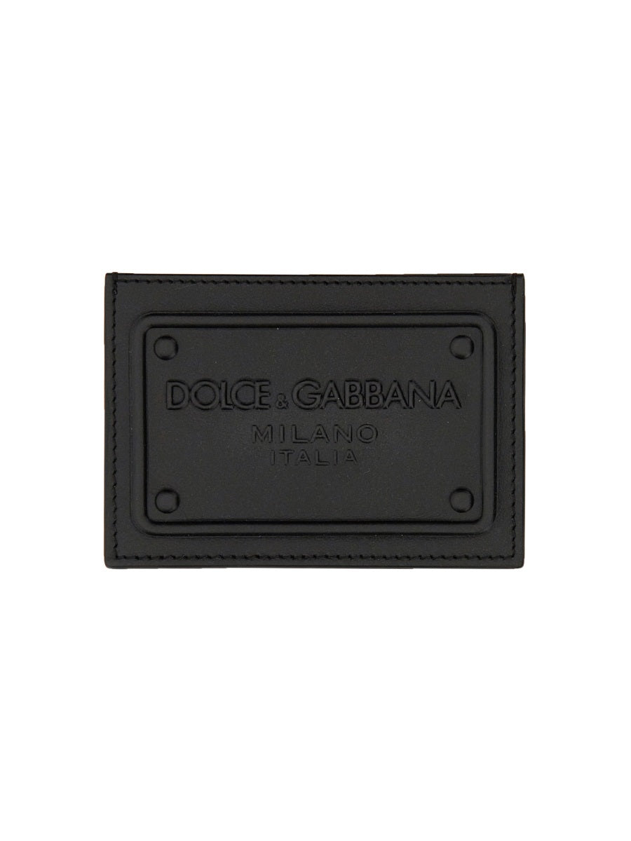 DOLCE & GABBANA Leather Mini Card Holder with Logo