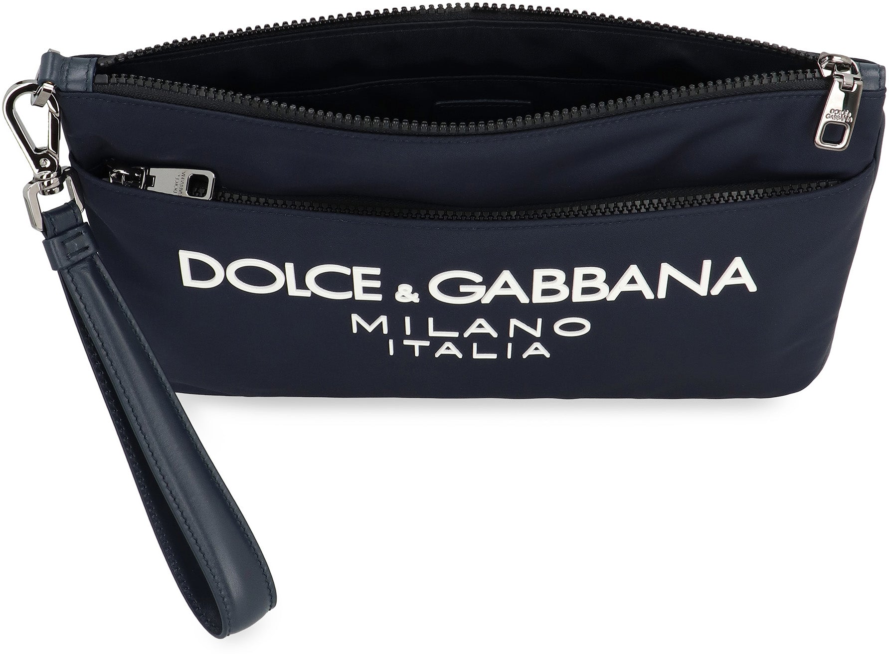 DOLCE & GABBANA Mini Nylon Pouch Handbag with Leather Details