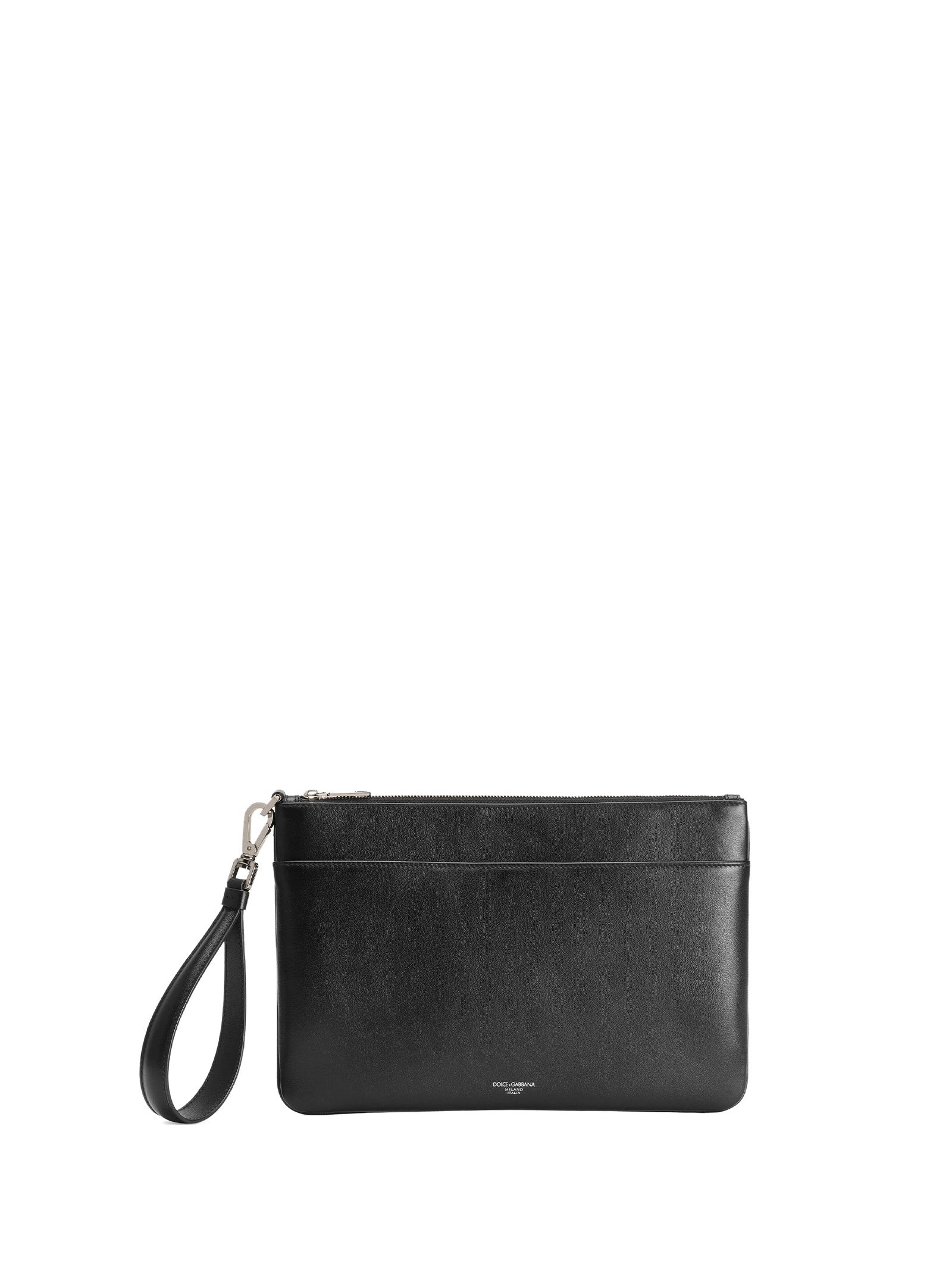 DOLCE & GABBANA Leather Handbag with Top Zip and Detachable Wrist Strap