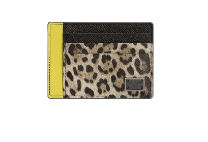 DOLCE & GABBANA Mini Leather Wallet with Leopard Print Design