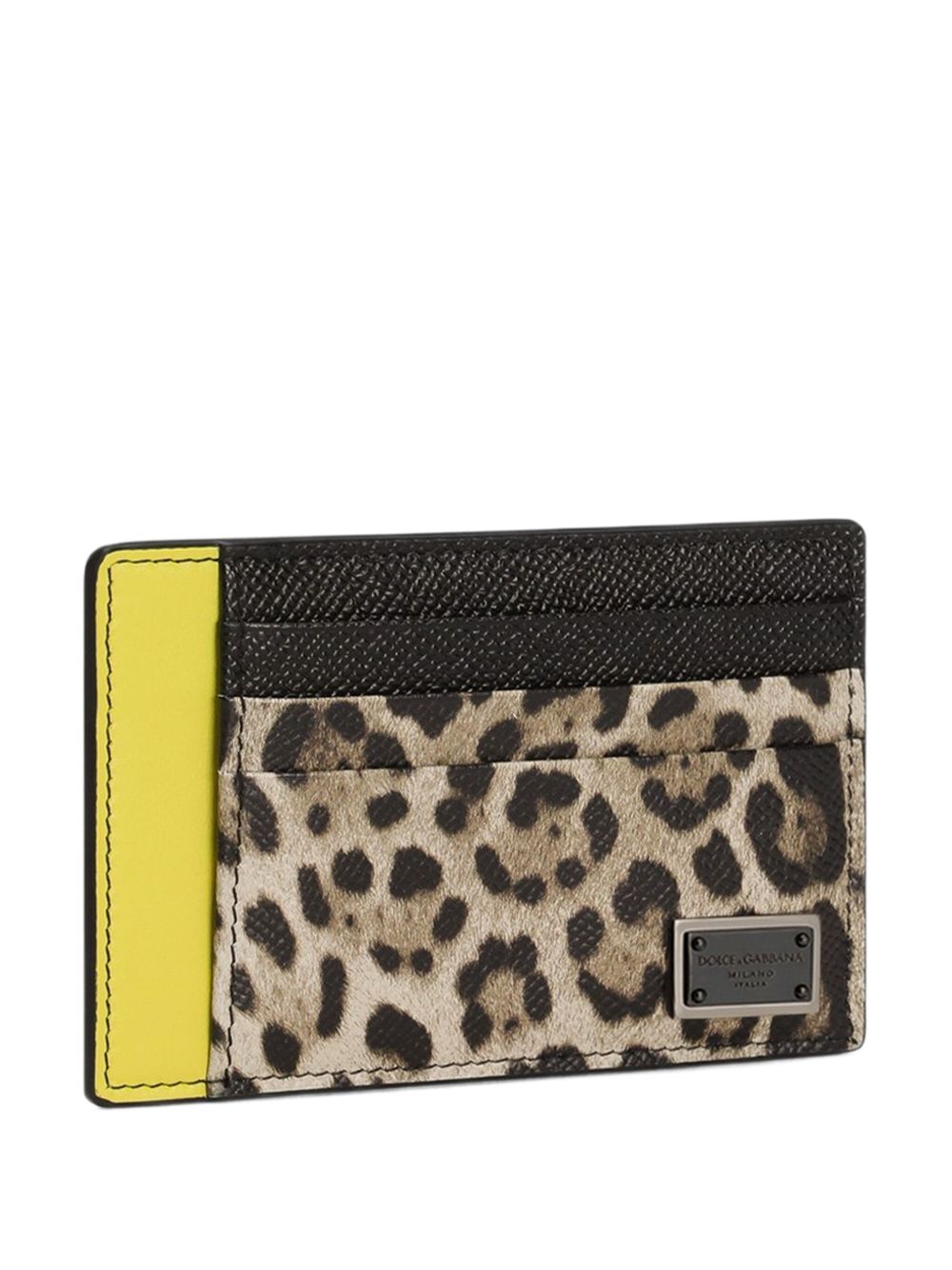 DOLCE & GABBANA Mini Leather Wallet with Leopard Print Design
