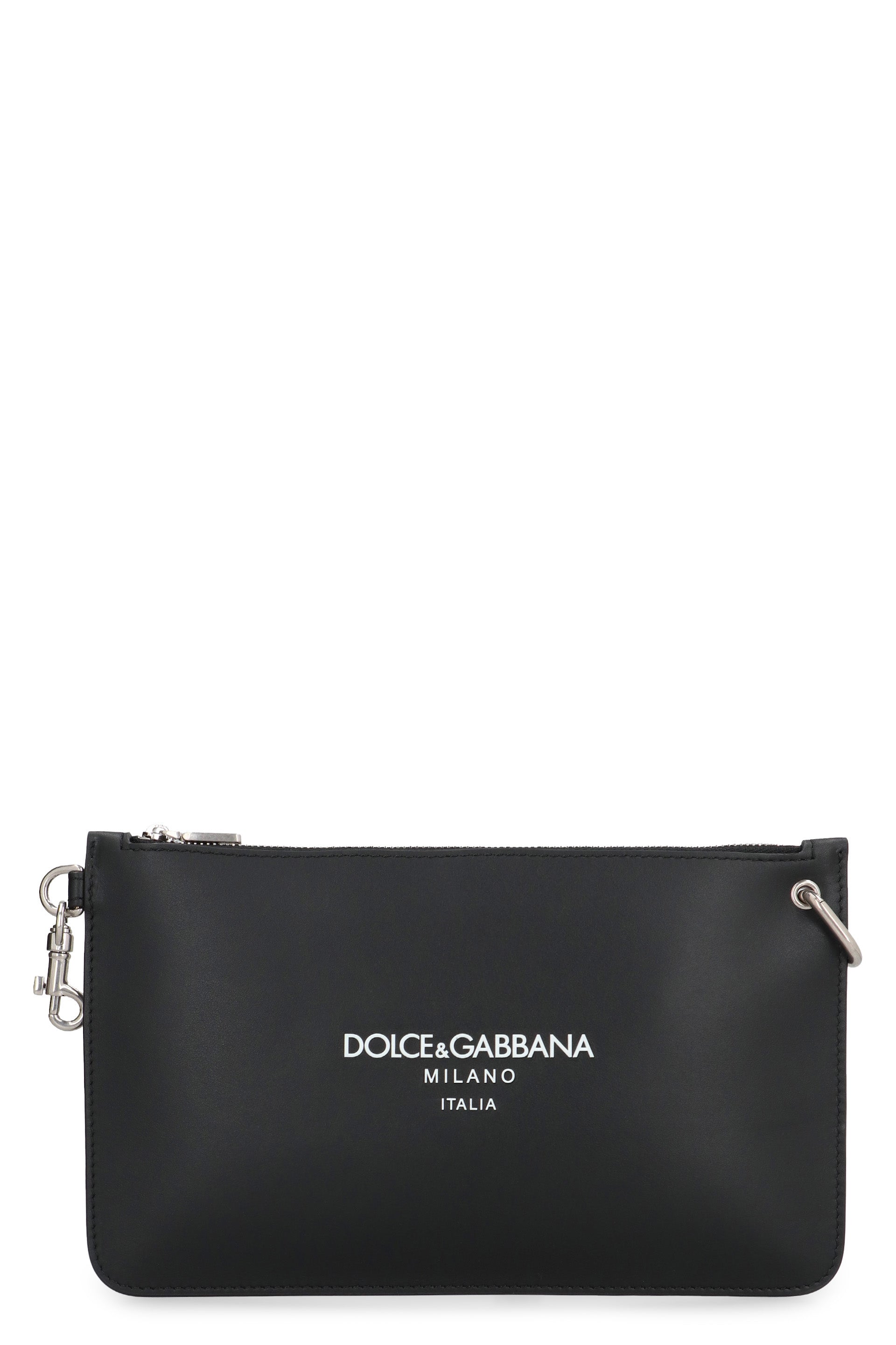 DOLCE & GABBANA Leather Flat Pouch Handbag - 24x14 cm