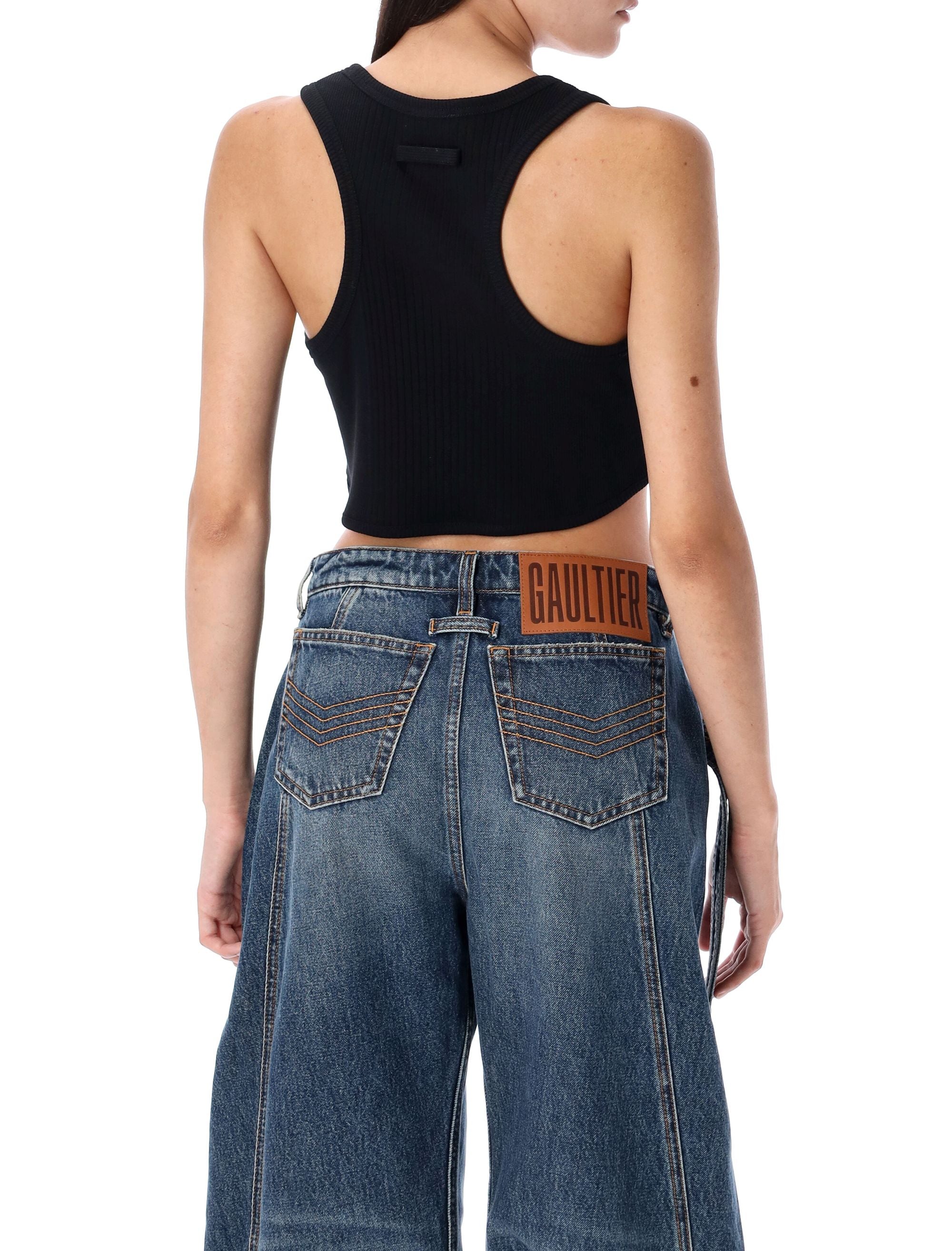 JEAN PAUL GAULTIER Ribbed Lingerie Crop Top - Size S