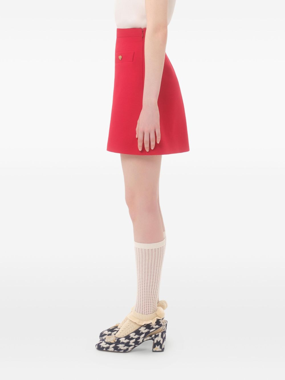 VALENTINO Wool and Silk Mini Skirt with Heart Motif