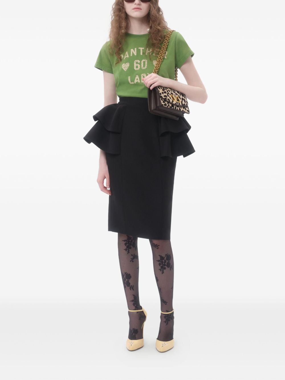 VALENTINO High-Waisted Ruffled Midi Skirt