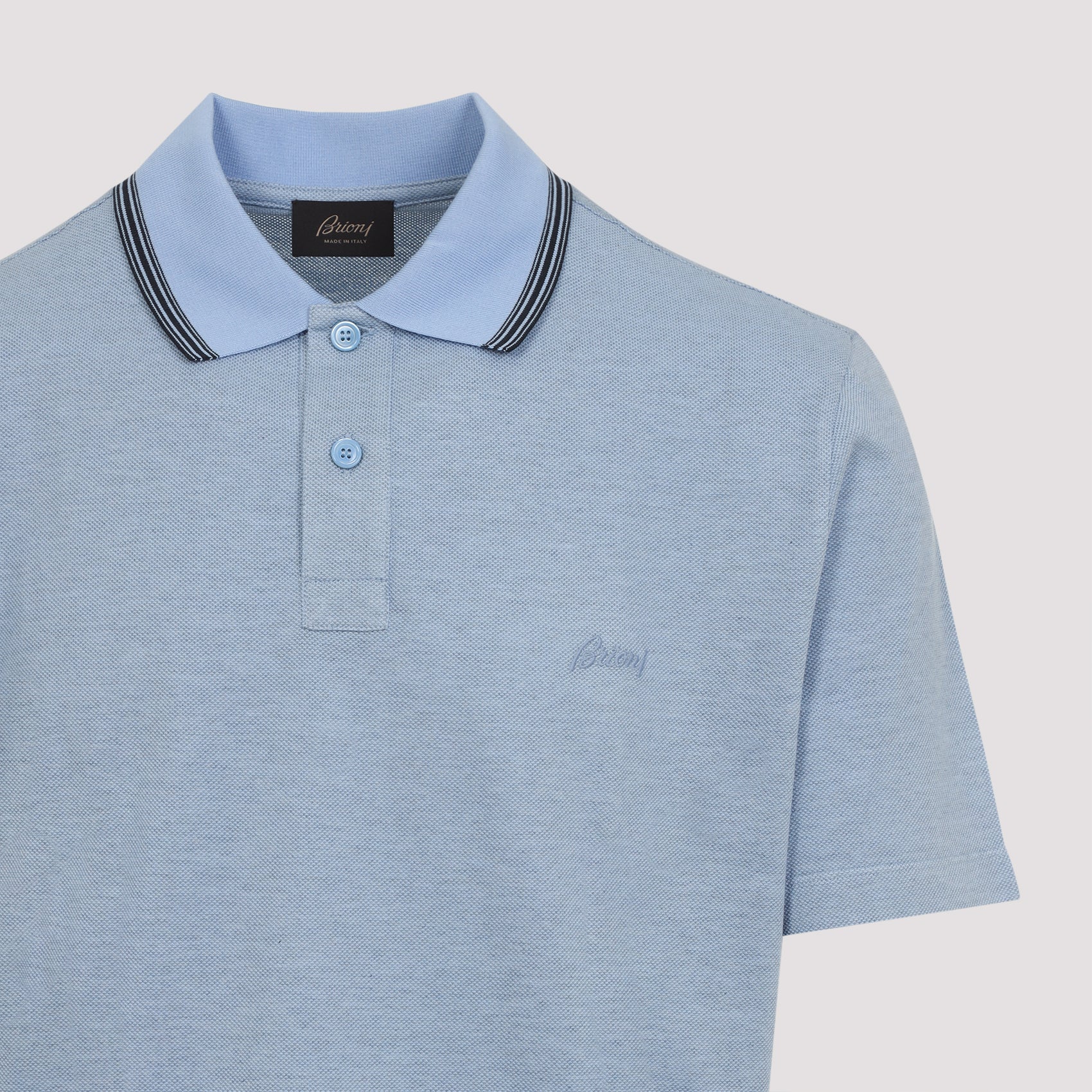 BRIONI Classic Polo with Striped Collar for Men