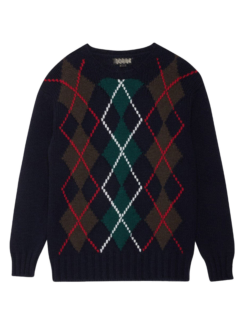 BARACUTA Oversized Argyle Crewneck Sweater