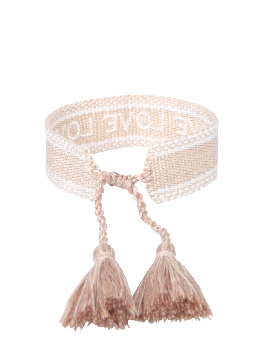 LABEL K Braided Fabric Bracelet with Embroidered 'LOVE LOVE LOVE'