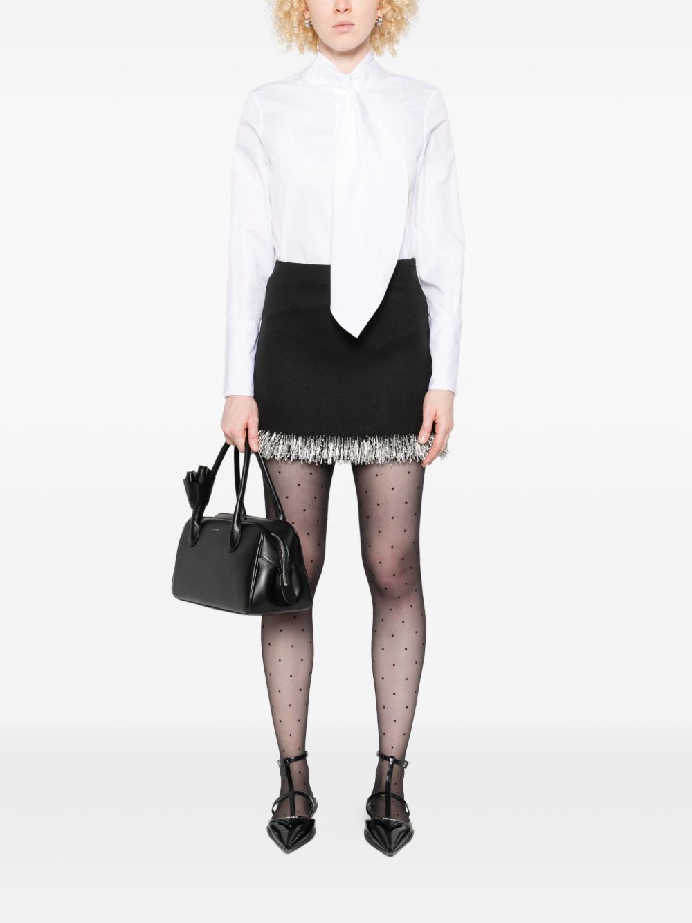 TRAME AUREE Elegant Tie Neck Long Sleeve Shirt