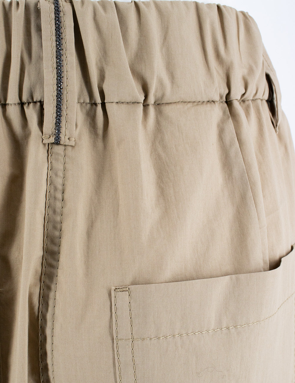 BRUNELLO CUCINELLI Cotton Poplin Trousers with Elasticated Waistband - Women's Size