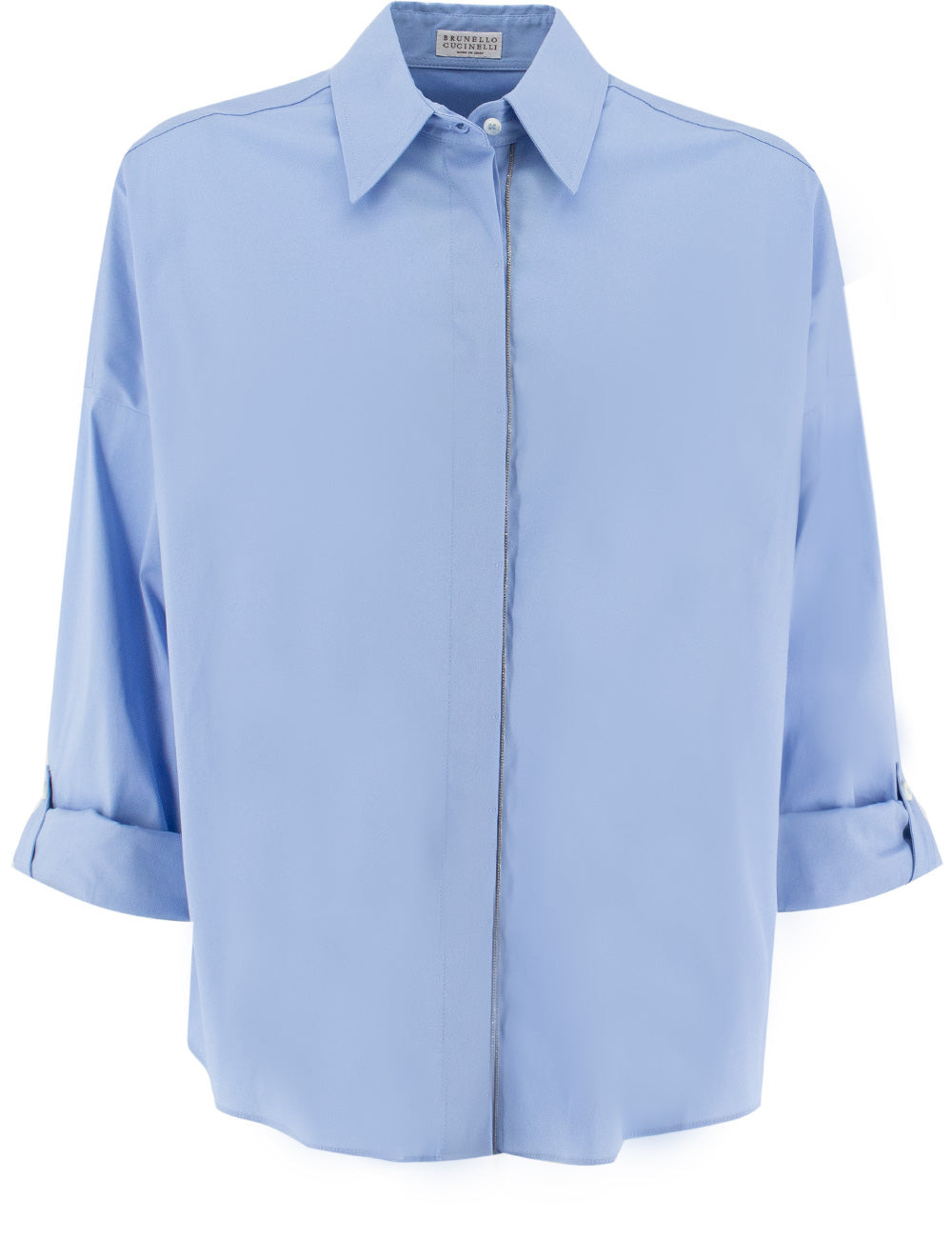 BRUNELLO CUCINELLI Embroidered Stretch Cotton Poplin Shirt