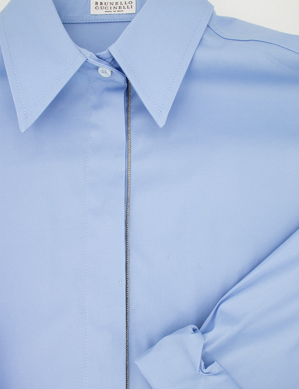 BRUNELLO CUCINELLI Embroidered Stretch Cotton Poplin Shirt