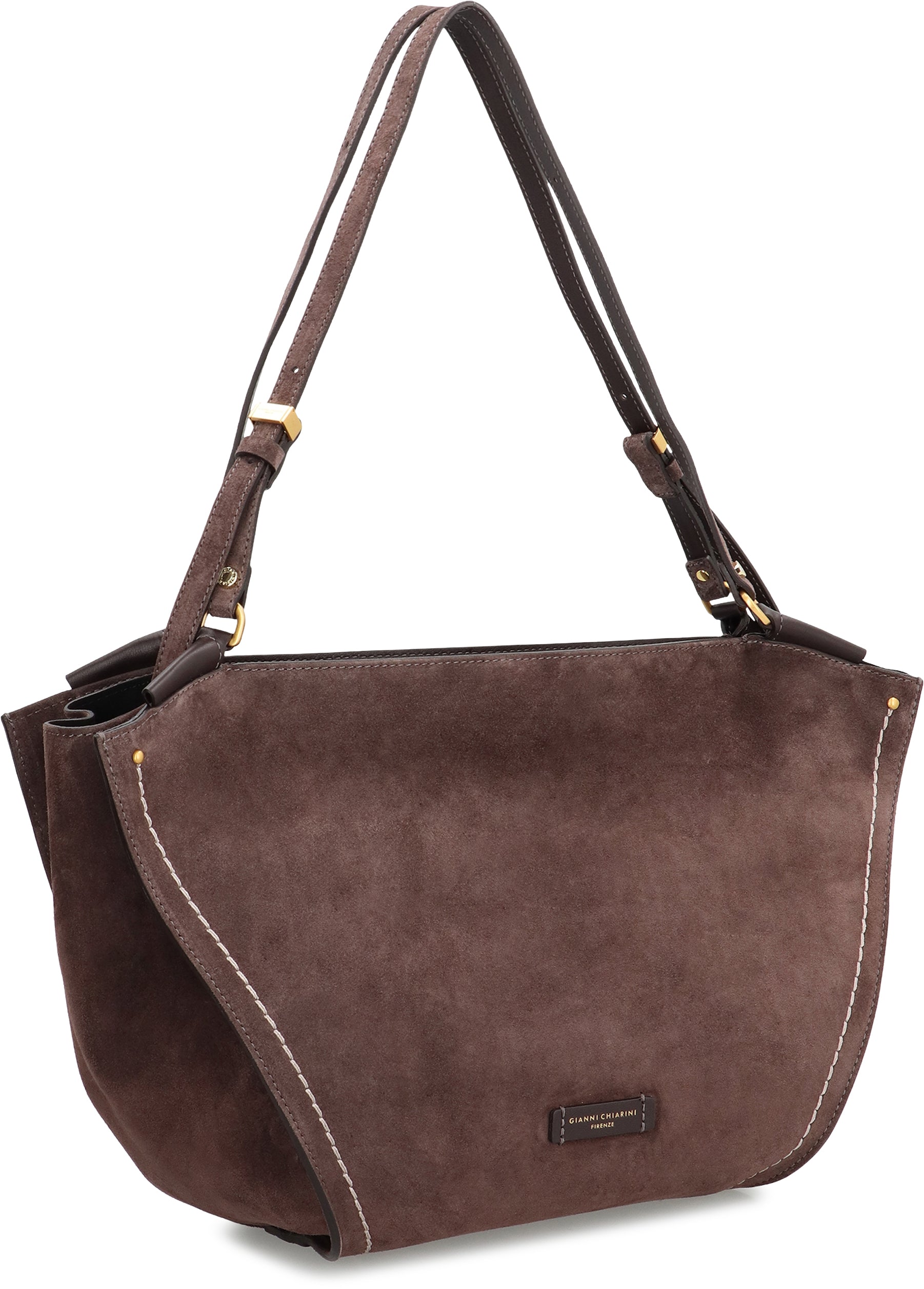 GIANNI CHIARINI Mini Suede Handbag with Decorative Belt