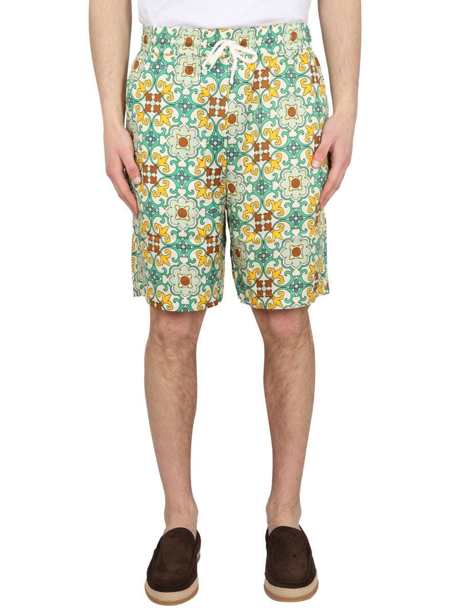 DRÔLE DE MONSIEUR Men's Mini Bermuda Shorts with Elastic Waistband