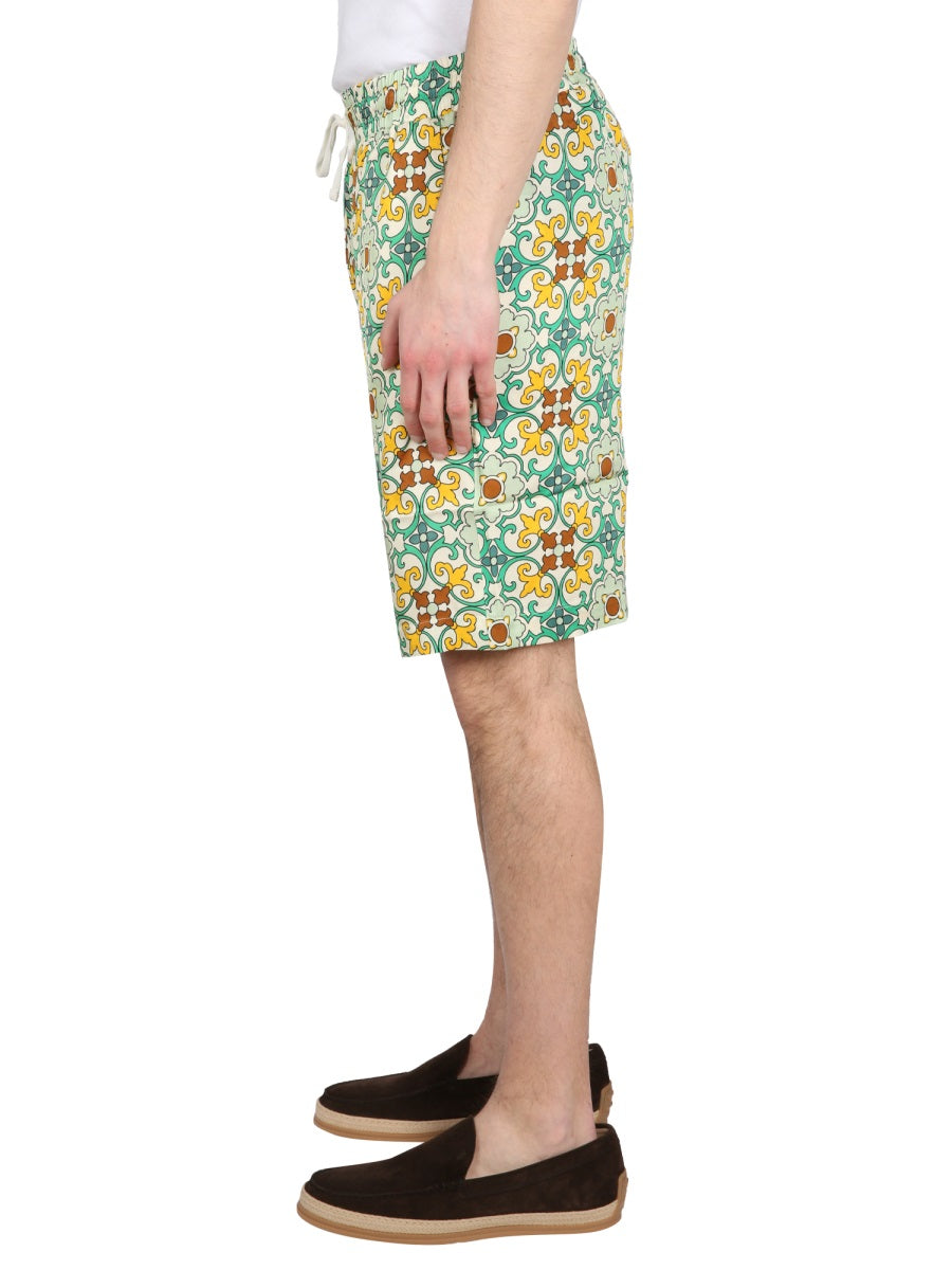 DRÔLE DE MONSIEUR Men's Mini Bermuda Shorts with Elastic Waistband