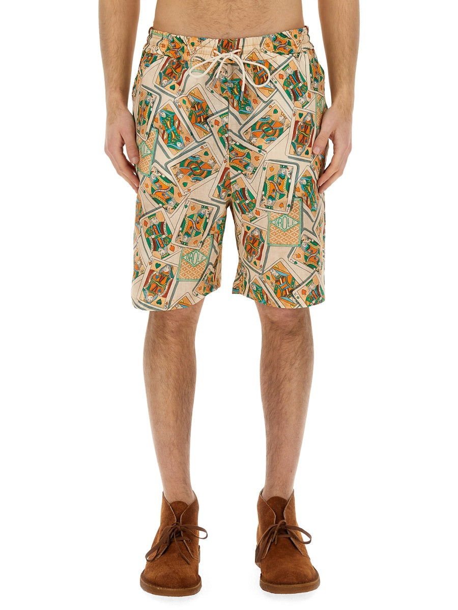 DRÔLE DE MONSIEUR Men's Bermuda Shorts with Print - Size L