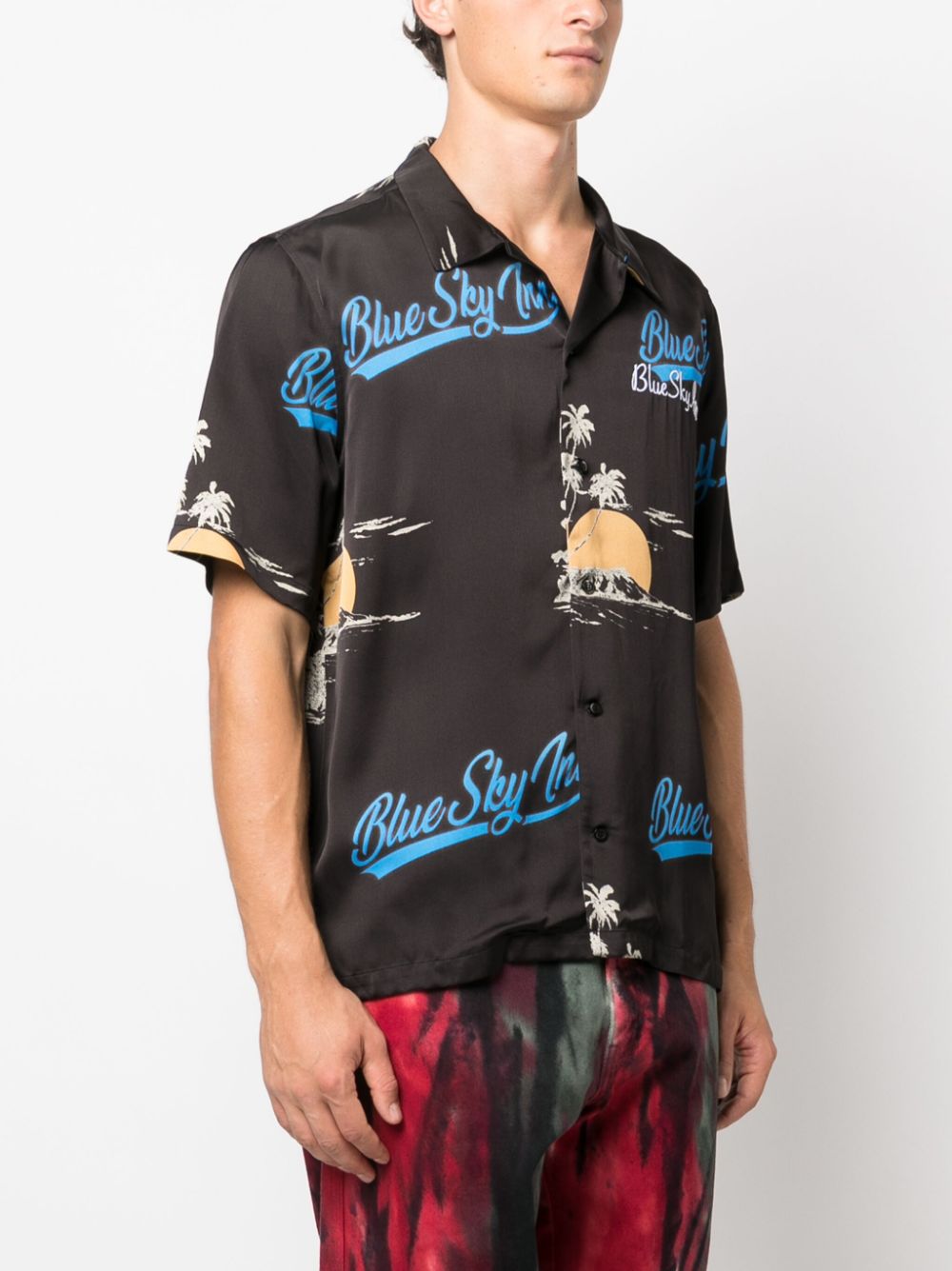 BLUE SKY INN Viscose Logo-Print Short-Sleeve Shirt for Men