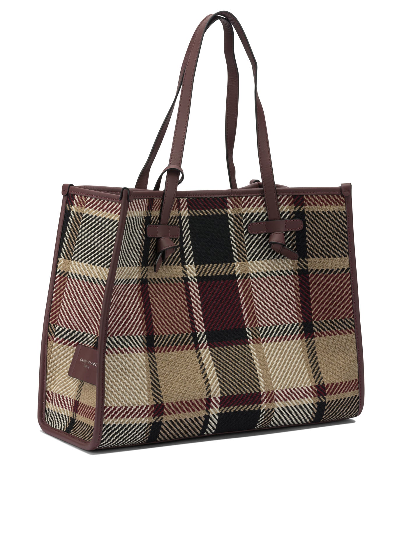 GIANNI CHIARINI Leather Fabric Shoulder Handbag