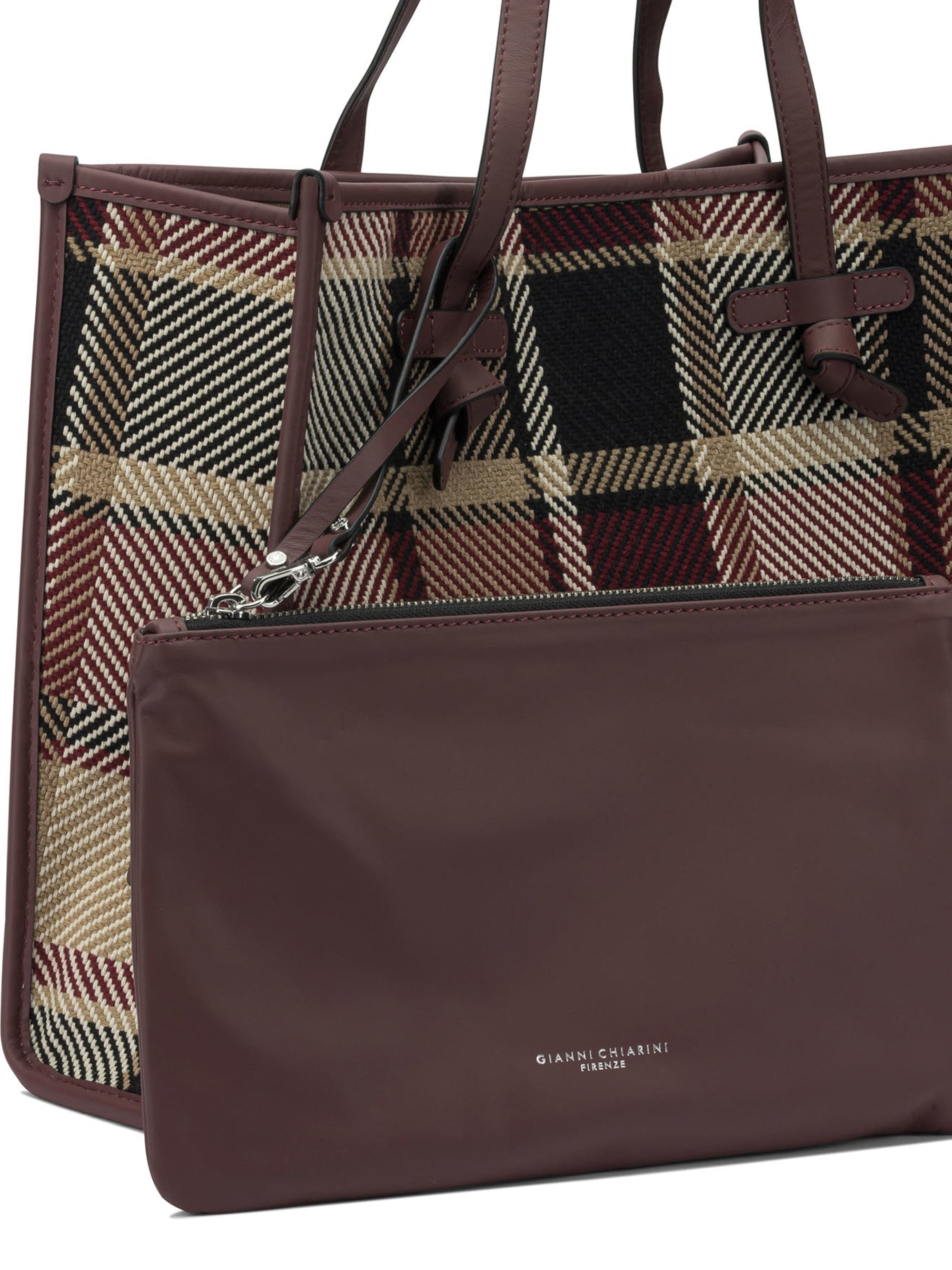 GIANNI CHIARINI Leather Fabric Shoulder Handbag