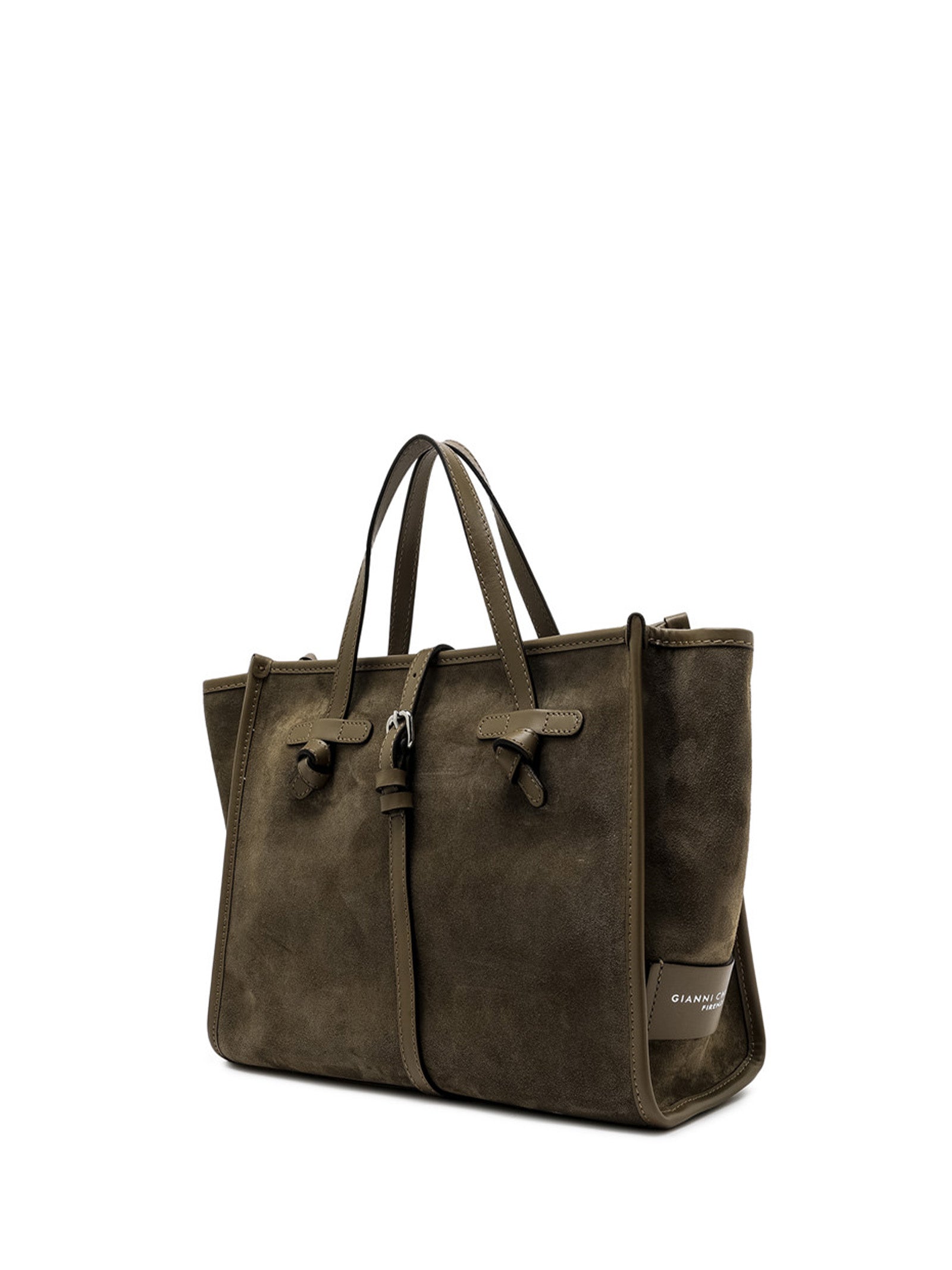 GIANNI CHIARINI Miss Marcella 32 Suede Leather Handbag with Smooth Trim and Removable Strap