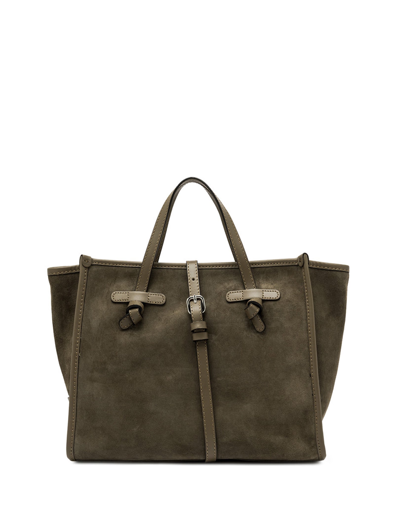 GIANNI CHIARINI Miss Marcella 32 Suede Leather Handbag with Smooth Trim and Removable Strap
