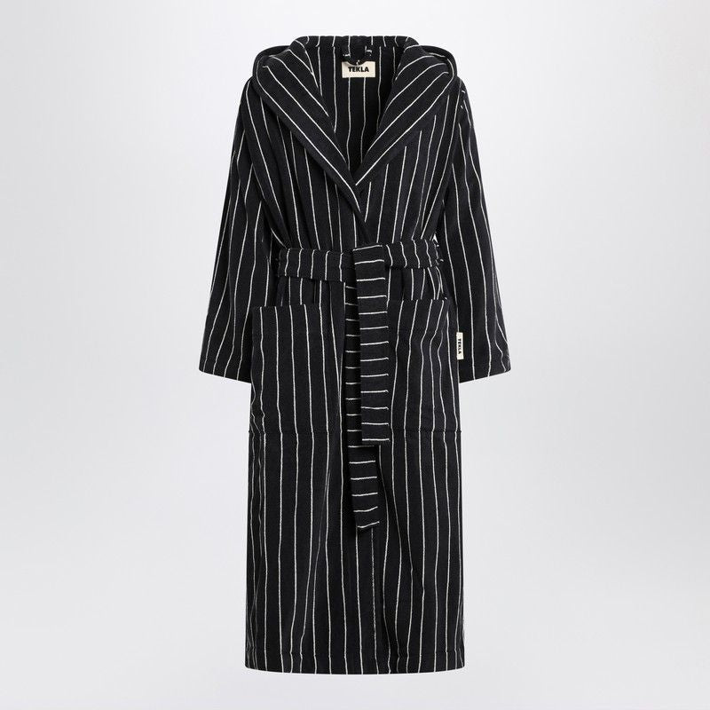 TEKLA Men's Terry Hooded Bathrobe with Stripes