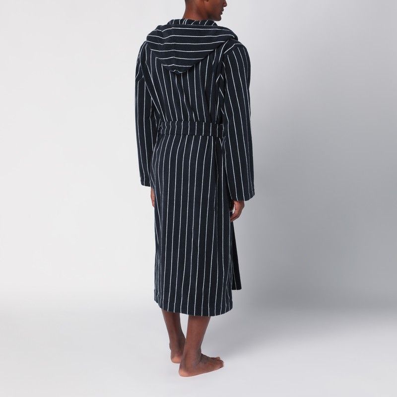 TEKLA Men's Terry Hooded Bathrobe with Stripes