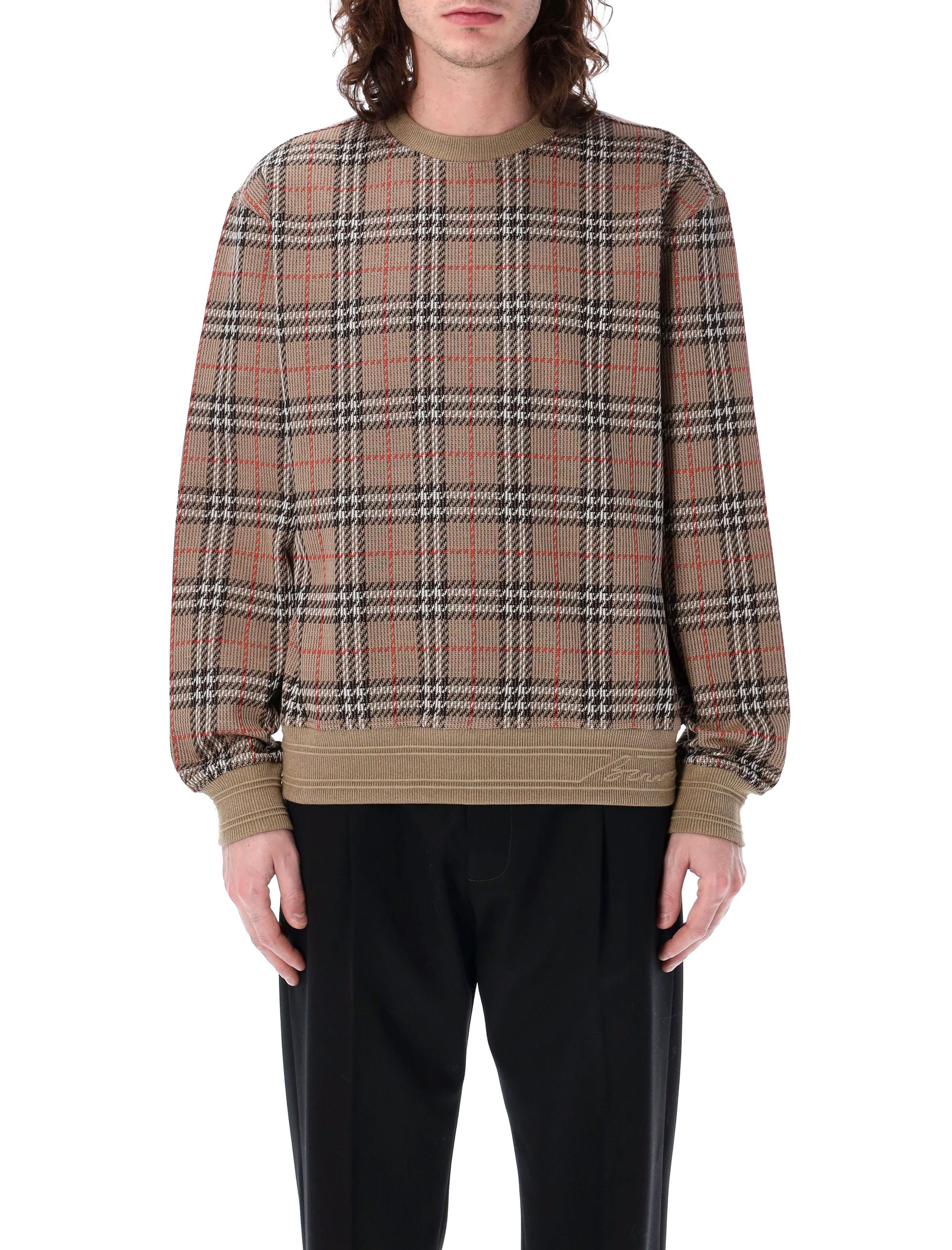 BURBERRY Check Cotton Blend Sweater