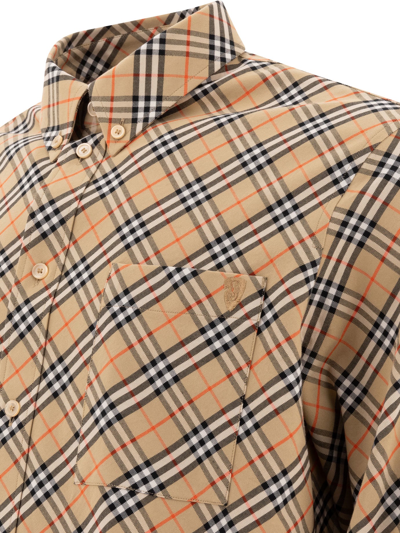 BURBERRY Cotton Check Shirt with Button-Down Collar for Men