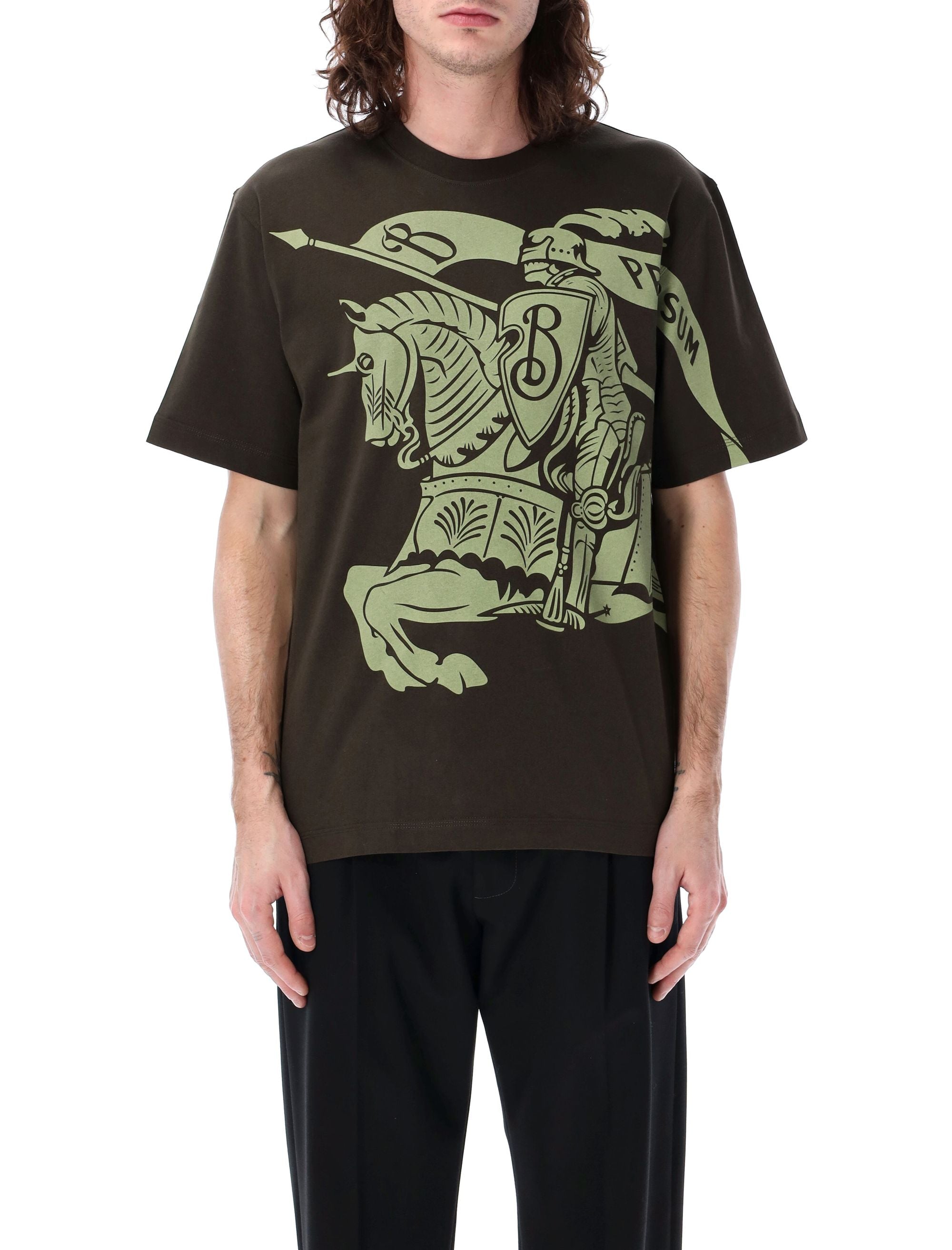 BURBERRY Cotton T-Shirt with Equestrian Knight Design - Regular Fit