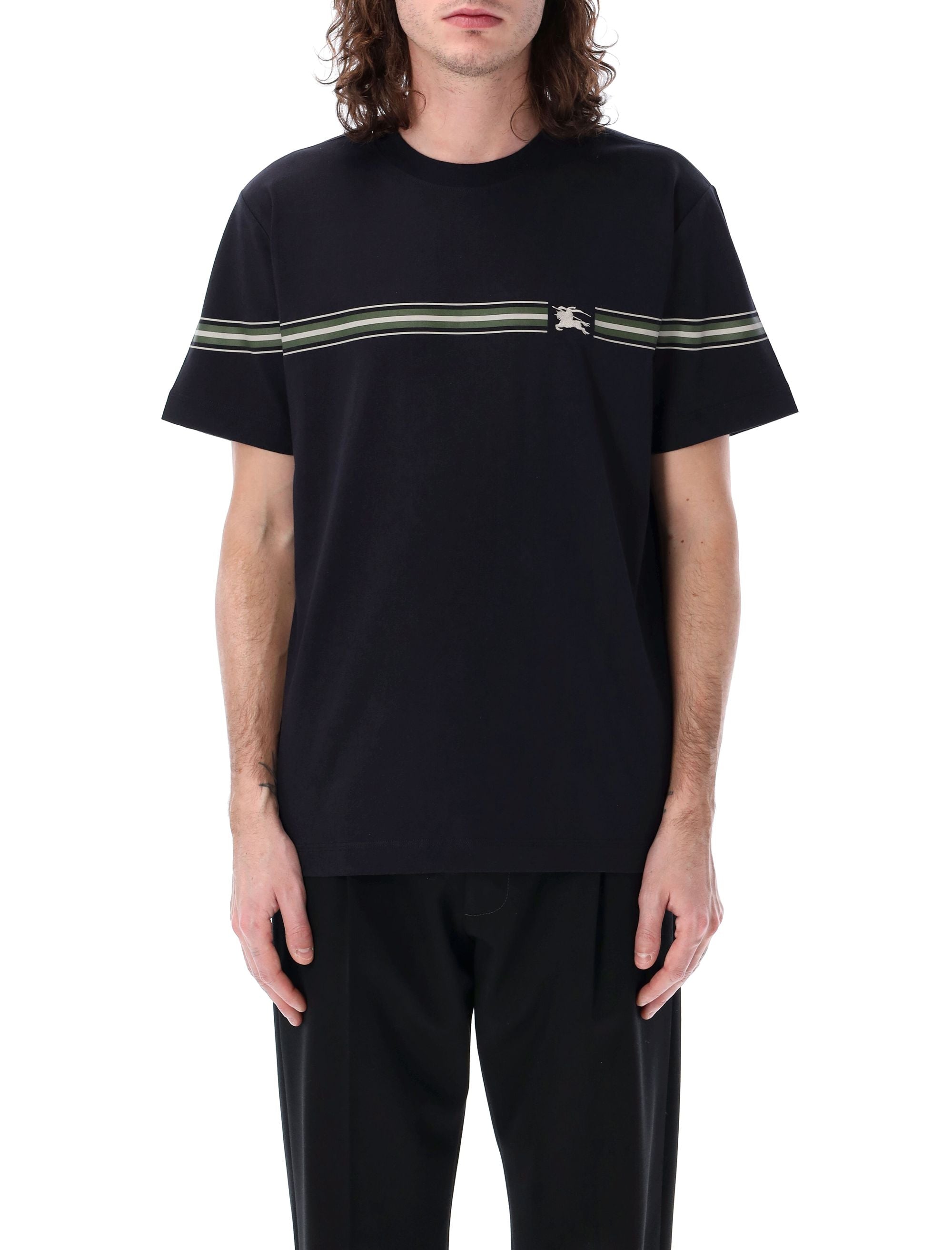 BURBERRY Slim Fit Striped Cotton T-Shirt - Size L