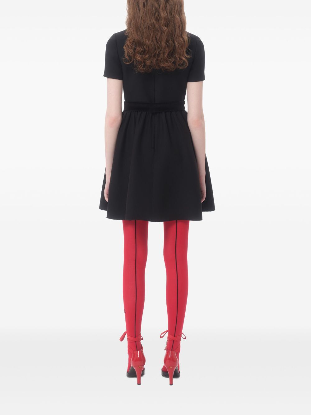 VALENTINO Elegant Wool and Silk Blend Mini Dress with Bow Detailing