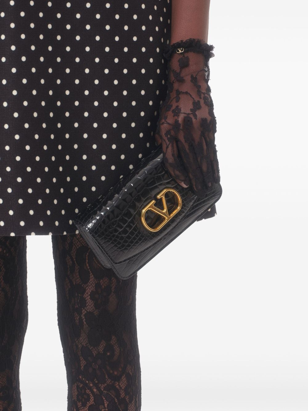 VALENTINO Chic Dotted Mini Dress with Bow Detailing