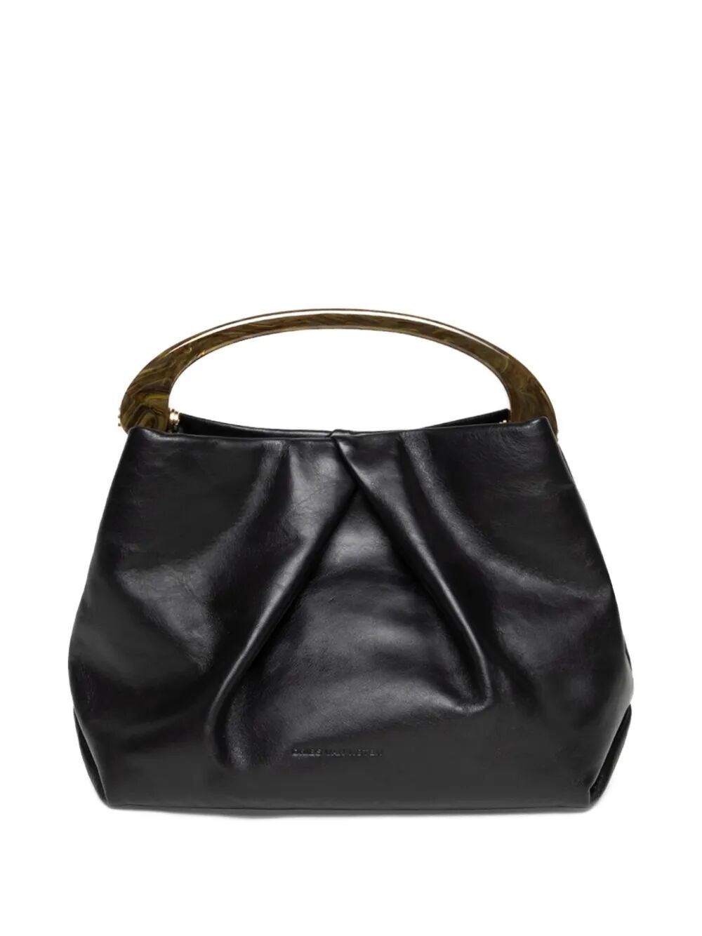 DRIES VAN NOTEN Pleated Leather Handbag with Resin Top Handle