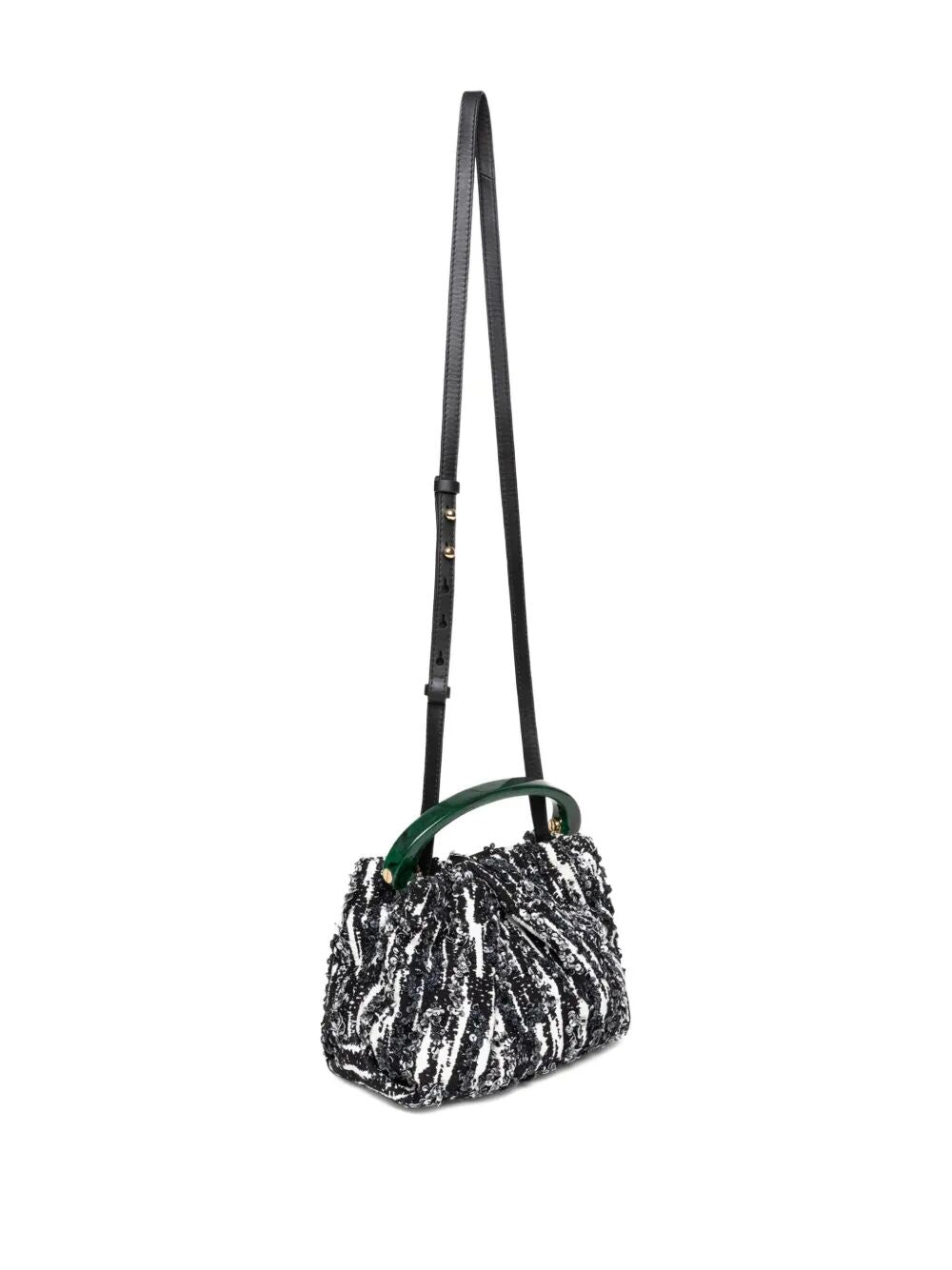 DRIES VAN NOTEN Mini Pleated Jacquard Handbag with Resin Handle