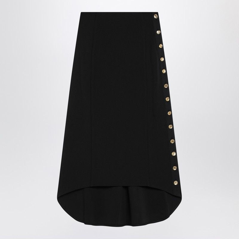 GIVENCHY Asymmetrical Stitch Mini Skirt with Gold Button Detail