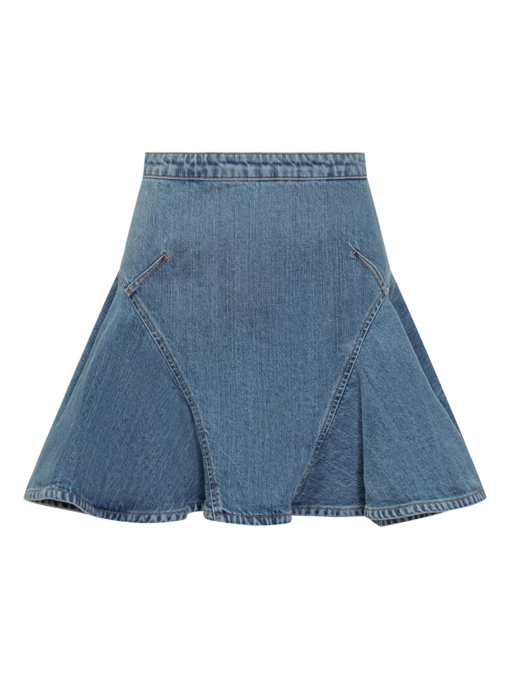 GIVENCHY Faded Denim Mini Skirt with Voluminous Ruffles
