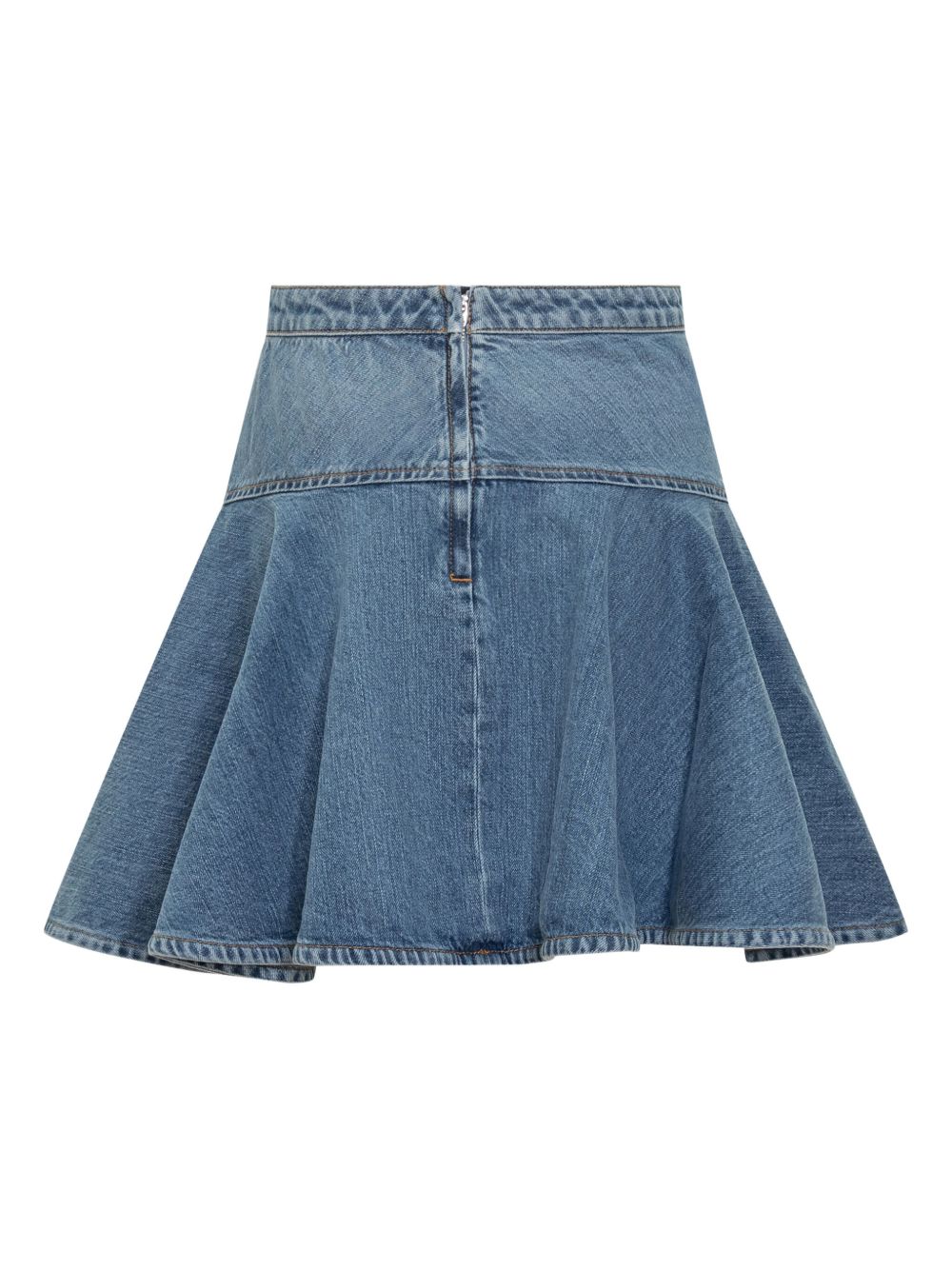 GIVENCHY Faded Denim Mini Skirt with Voluminous Ruffles