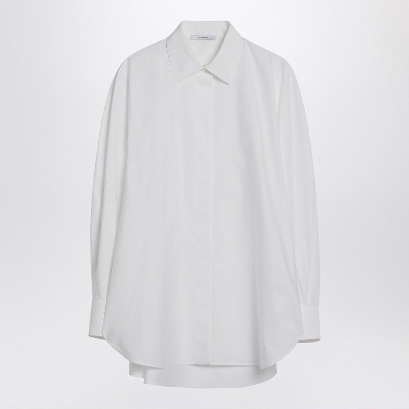 GIVENCHY Cotton Shirt with Hidden Buttoning and Curved Hem - Women's