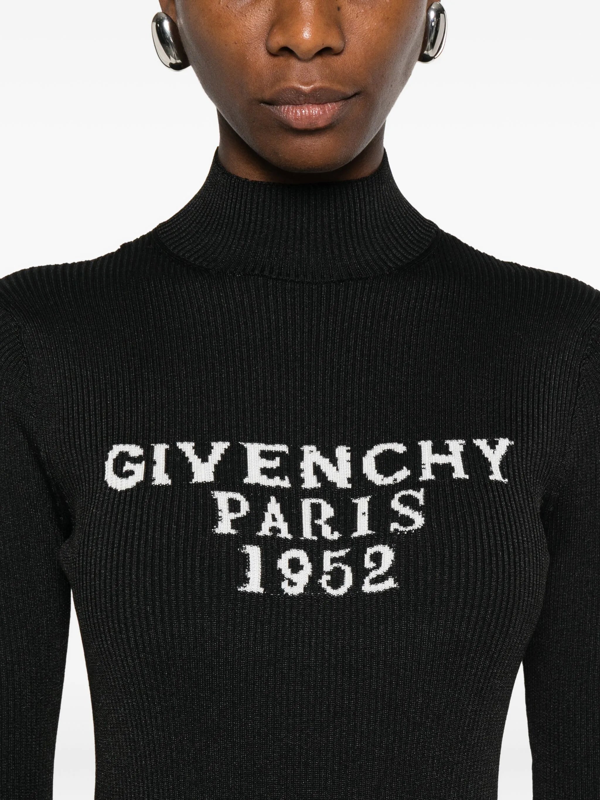 GIVENCHY Fine Rib Long-Sleeved Bodysuit with Signature Detail - XS