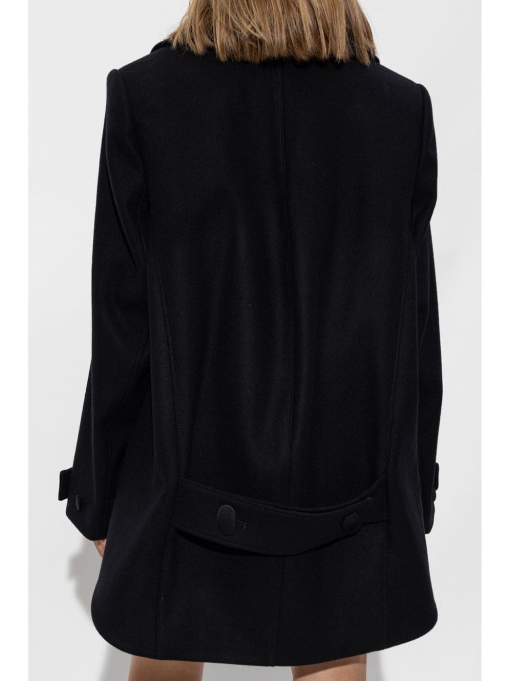 GIVENCHY Cropped Mini Wool Oversized Peacoat