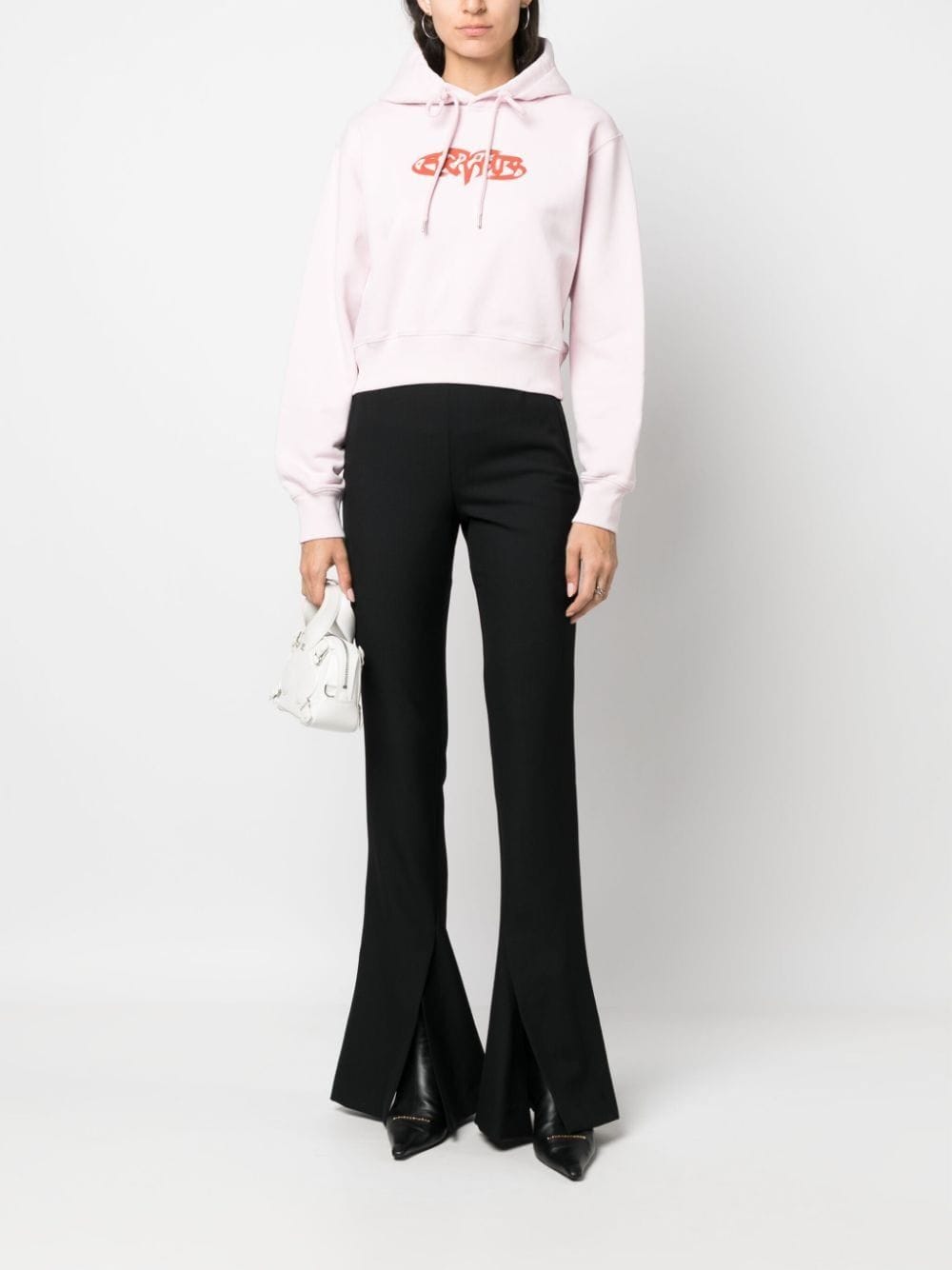 AMBUSH Flared Wool Trousers with Front Slit Detail